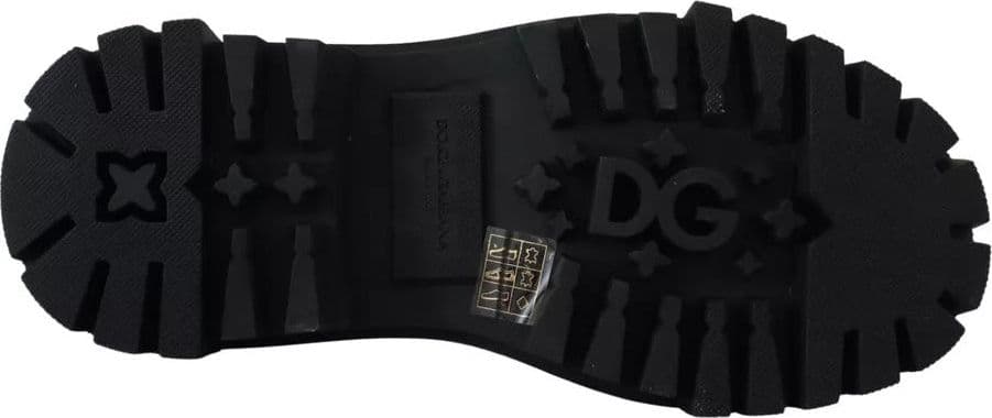 Dolce & Gabbana Black Leather Trekking Derby Embellished Shoes - 3