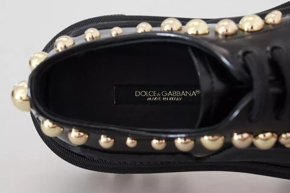 Dolce & Gabbana Black Leather Trekking Derby Embellished Shoes - 4