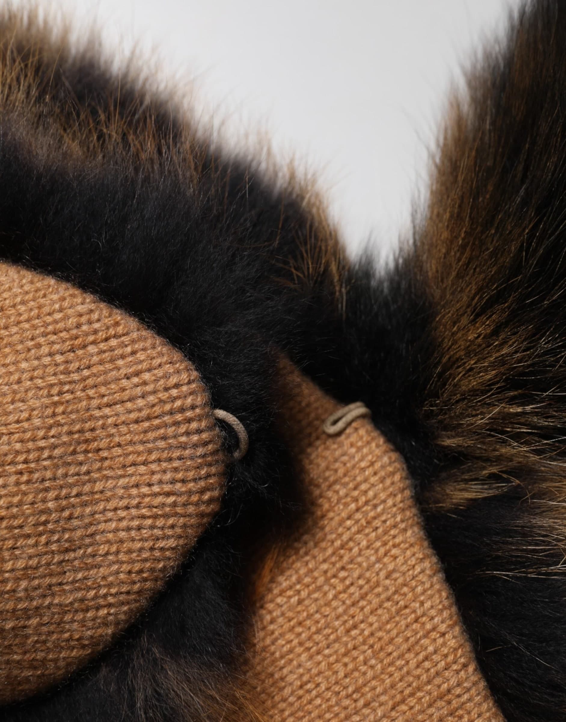 Dolce & Gabbana Brown Red Fox Fur Neck Cashmere Warmer Scarf - 7