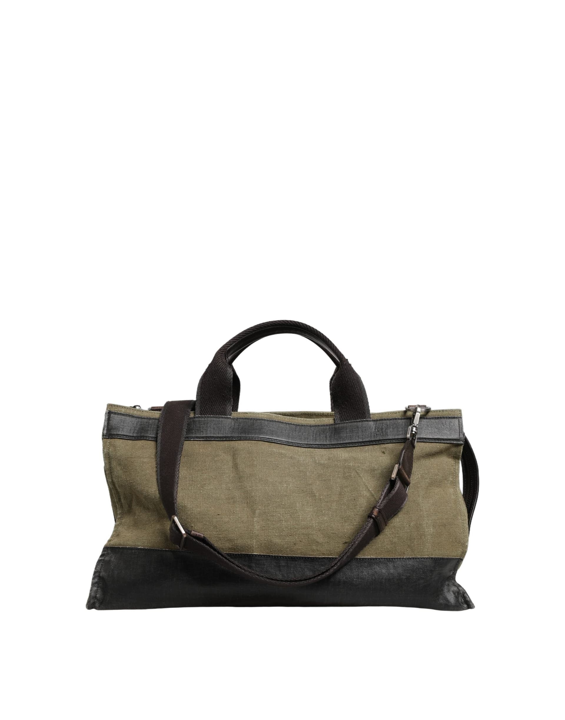 Dolce & Gabbana Military Green Two Tone Tote Duffel Shoulder Borse Bag - 2