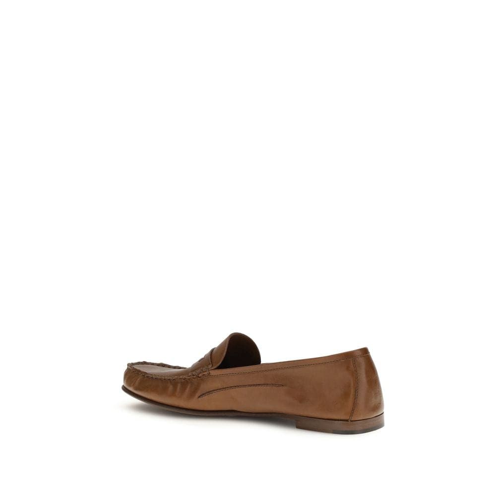 Versace Brown Calf Leather Bos Taurus Slip-On Loafers - 3