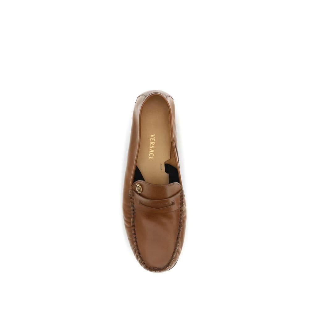 Versace Brown Calf Leather Bos Taurus Slip-On Loafers - 4