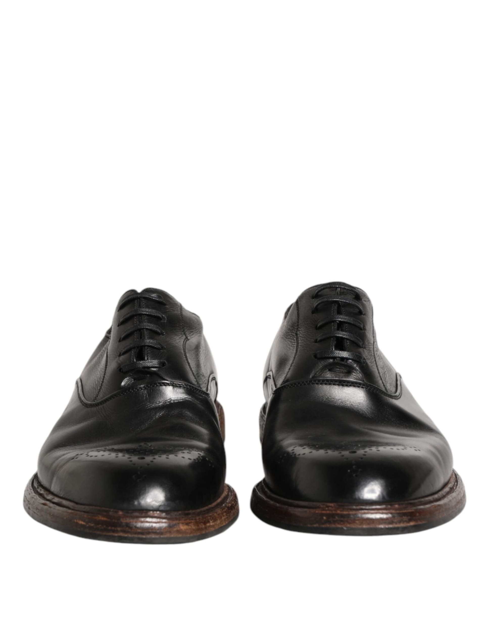 Dolce & Gabbana Black Calfskin Leather Oxford Dress Shoes - 2