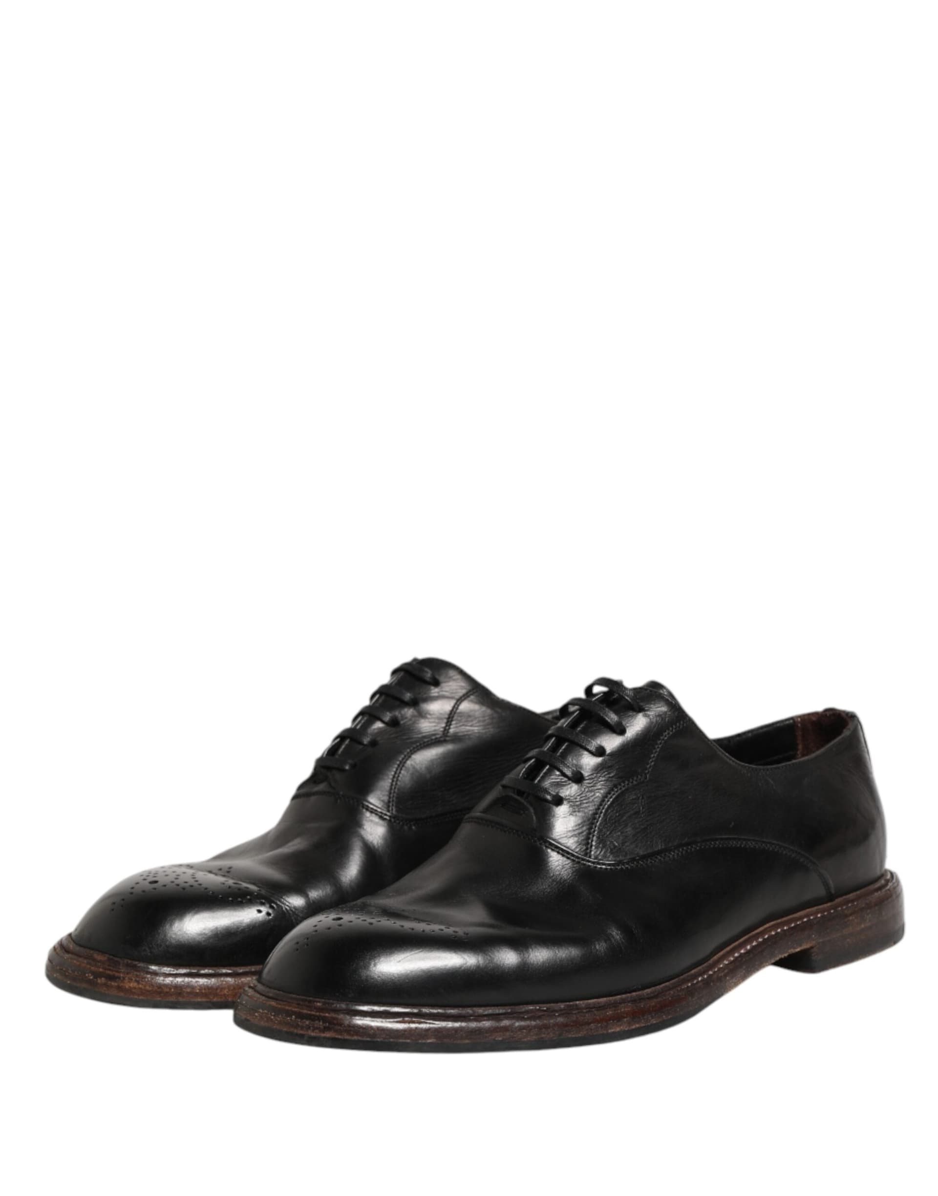 Dolce & Gabbana Black Calfskin Leather Oxford Dress Shoes - 3