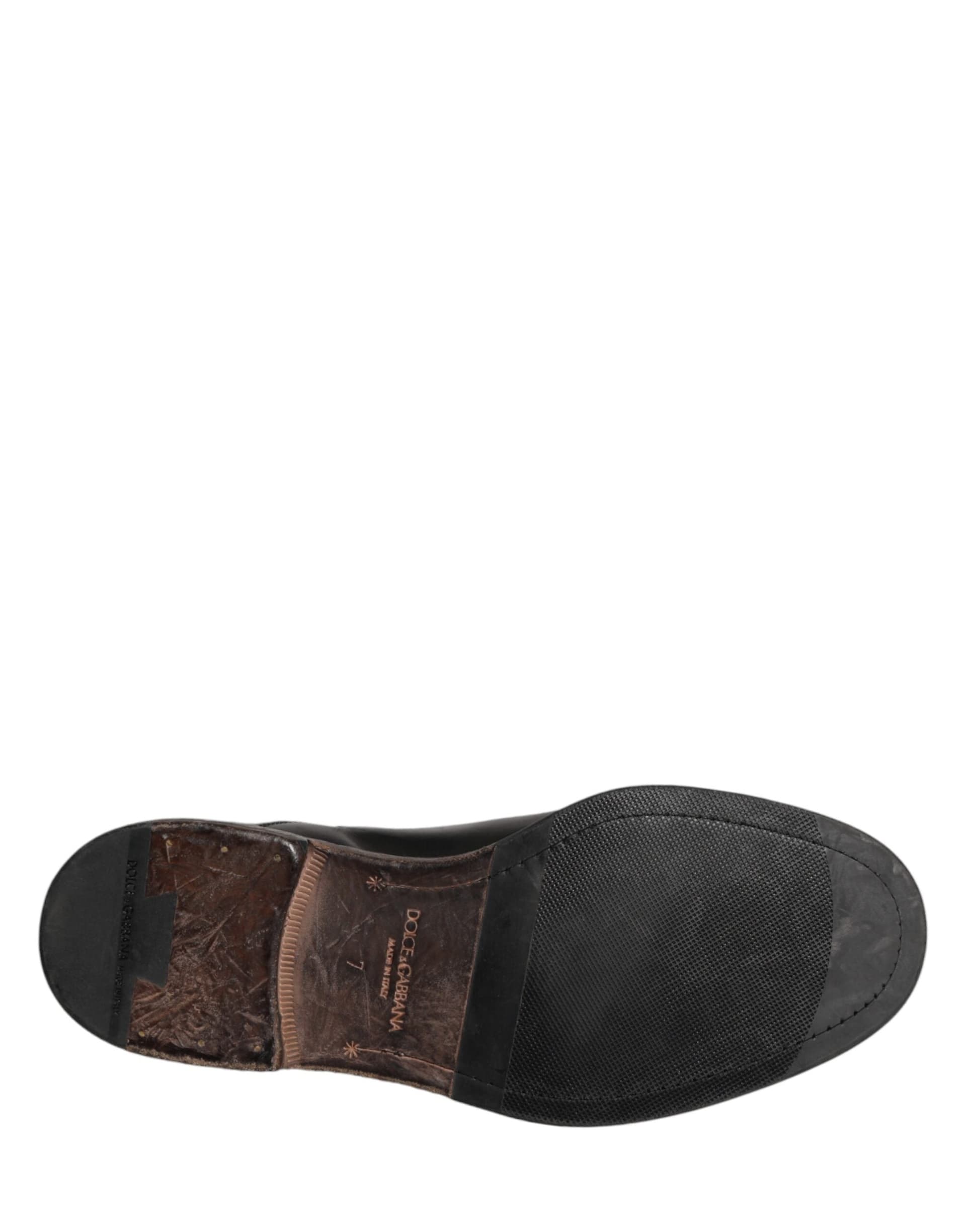 Dolce & Gabbana Black Calfskin Leather Oxford Dress Shoes - 8