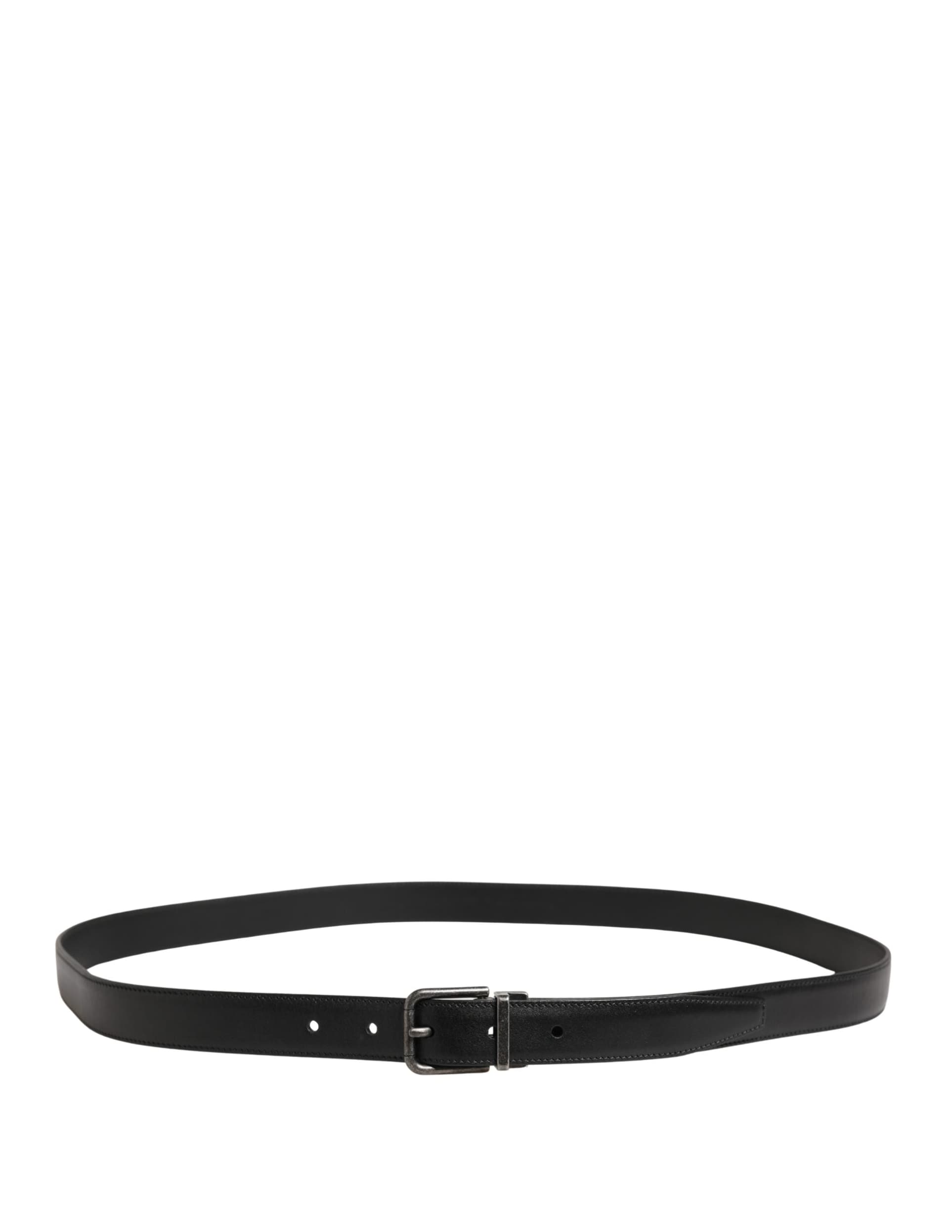Dolce & Gabbana Men Black Classic Leather Metal Buckle Belt - 2