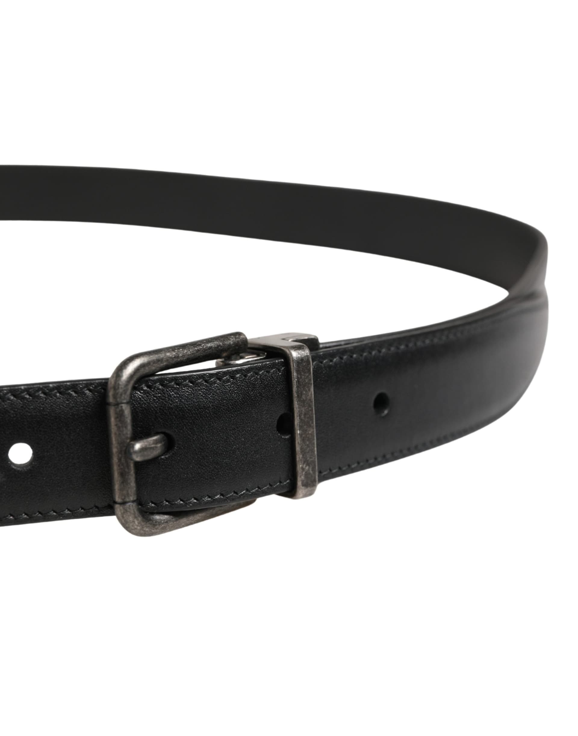 Dolce & Gabbana Men Black Classic Leather Metal Buckle Belt - 3
