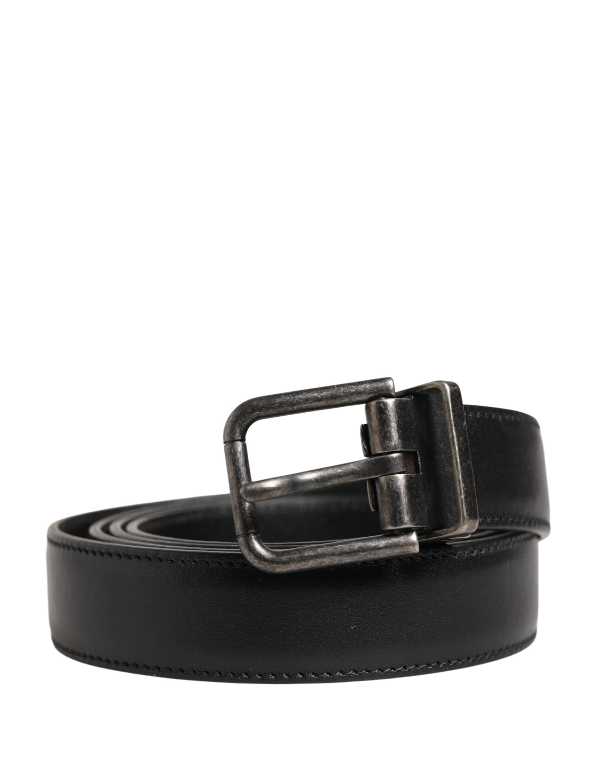 Dolce & Gabbana Men Black Classic Leather Metal Buckle Belt - 7