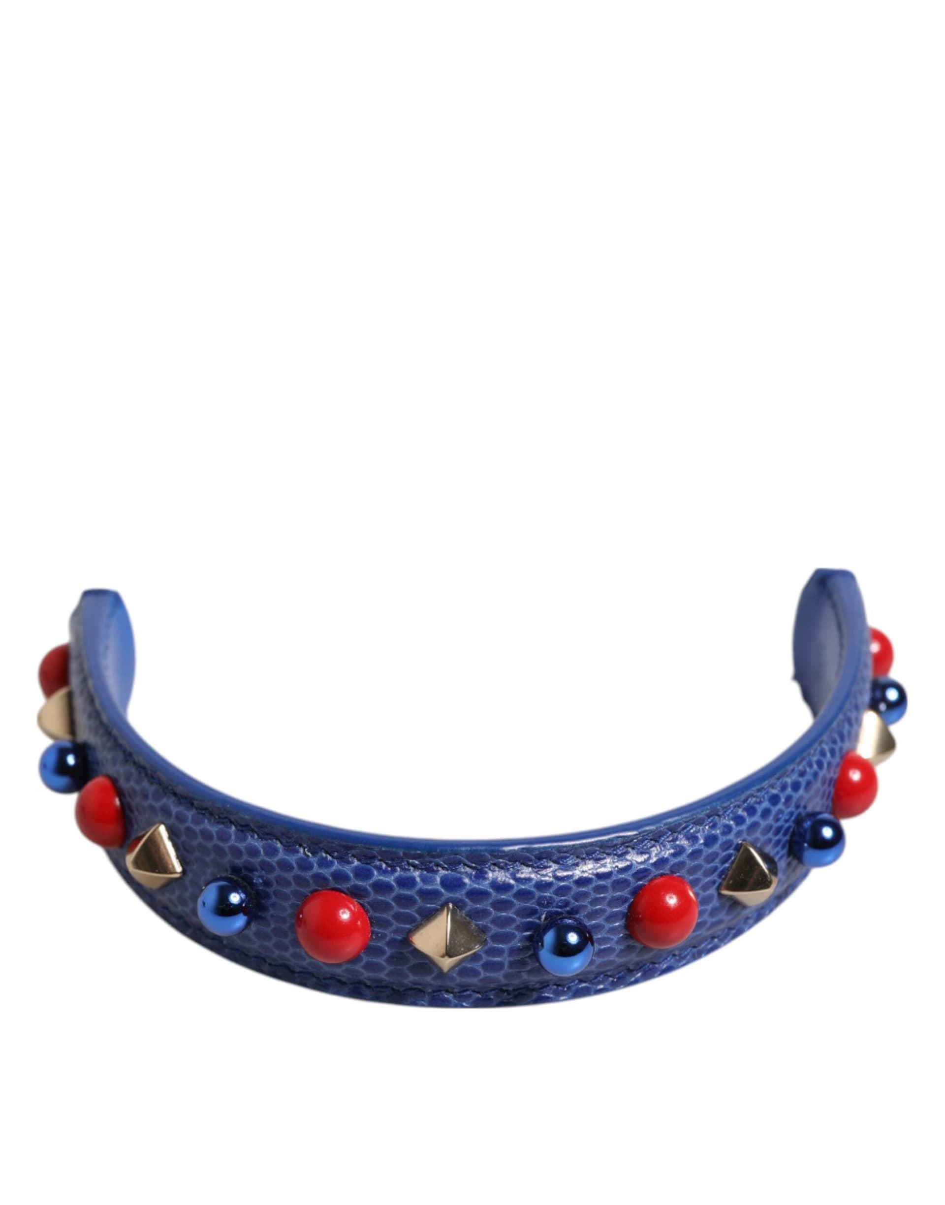 Dolce & Gabbana Blue Embellished Leather Bag Handle Women Shoulder Strap - 2