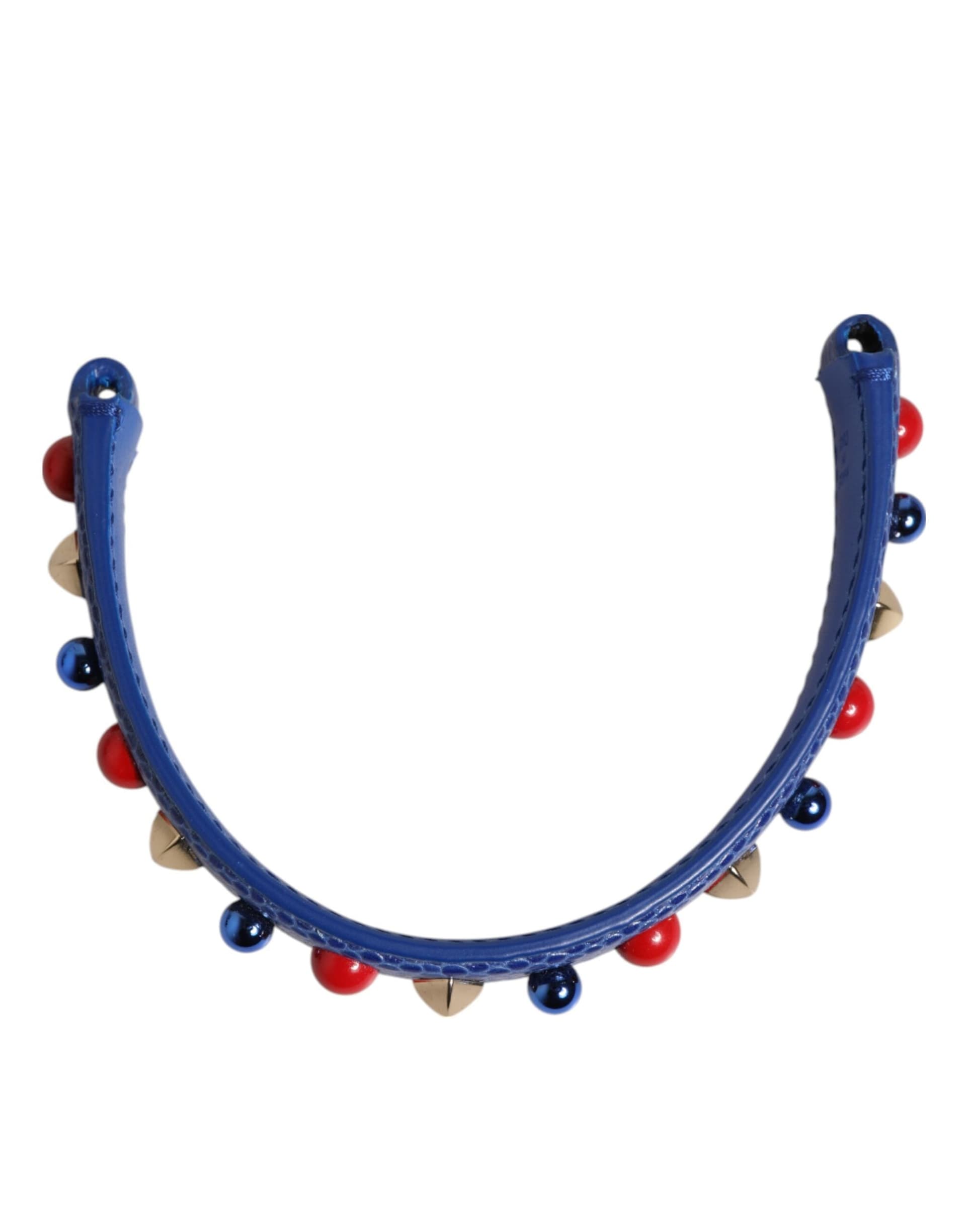 Dolce & Gabbana Blue Embellished Leather Bag Handle Women Shoulder Strap - 3