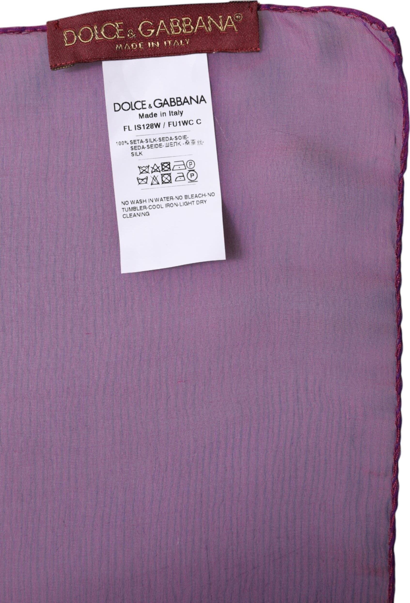 Dolce & Gabbana Purple Silk Rectangle Wrap Shawl Scarf - 6