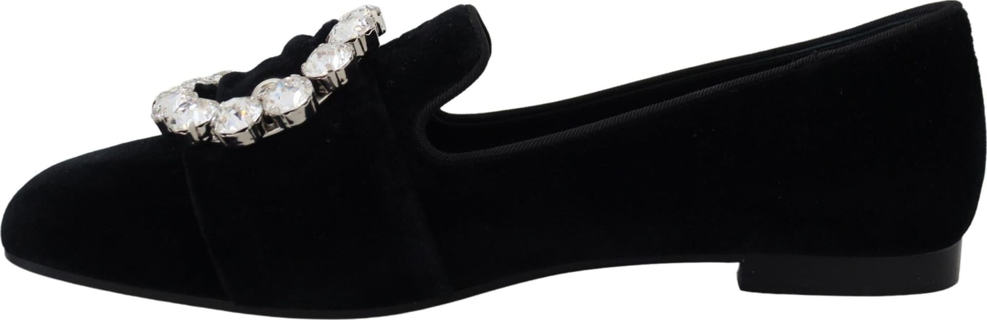 Dolce & Gabbana Black Velvet Crystals Loafers Flats Shoes - 6