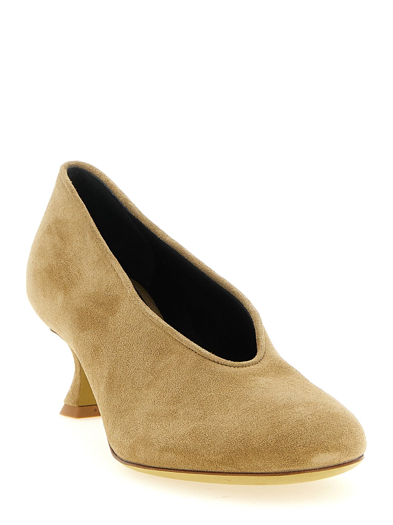 Moschino Beige Calfskin Mid Heel Pumps - 2