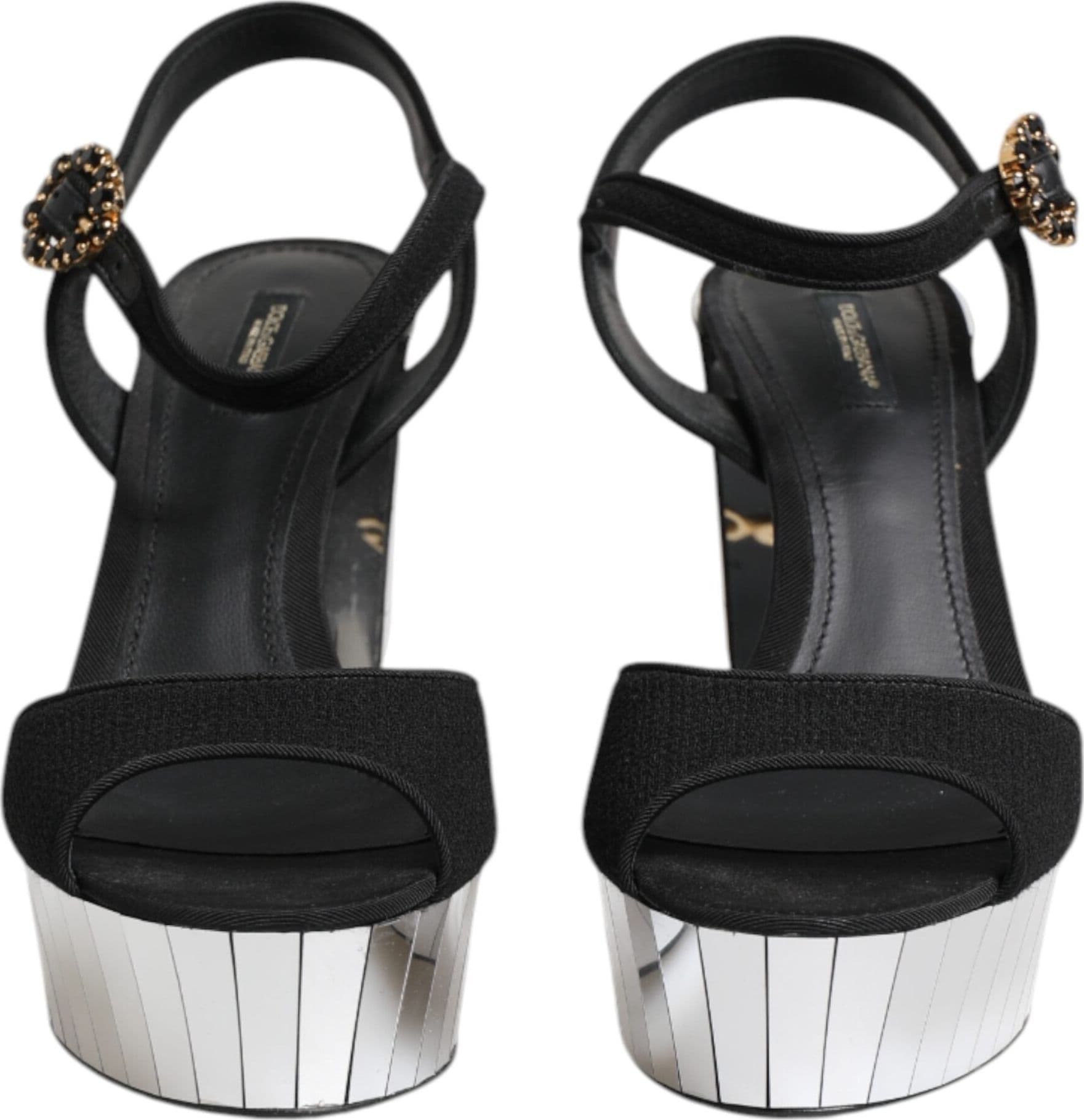Dolce & Gabbana Black Crystal Ankle Strap Keira Sandal Shoes - 2
