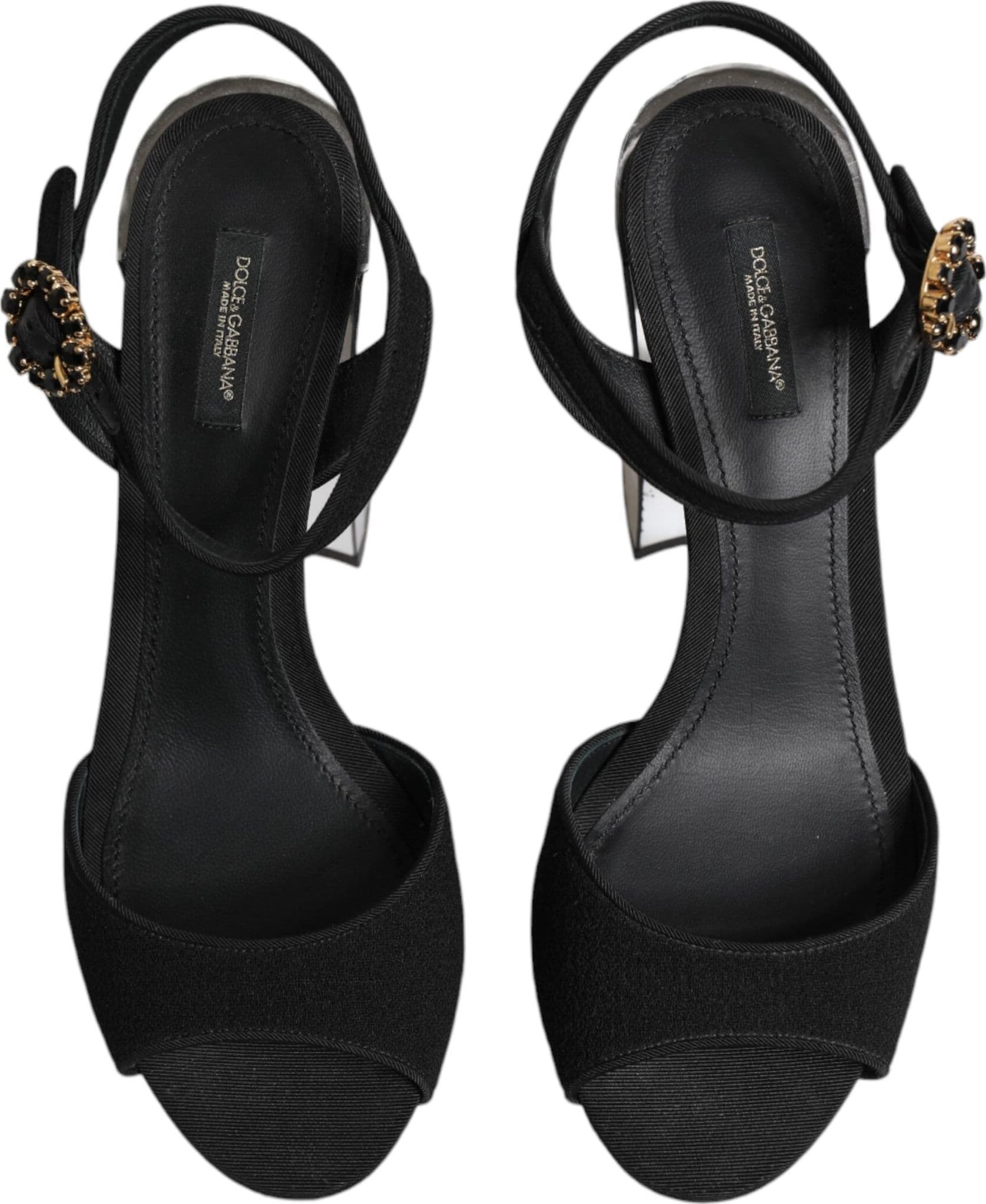 Dolce & Gabbana Black Crystal Ankle Strap Keira Sandal Shoes - 2