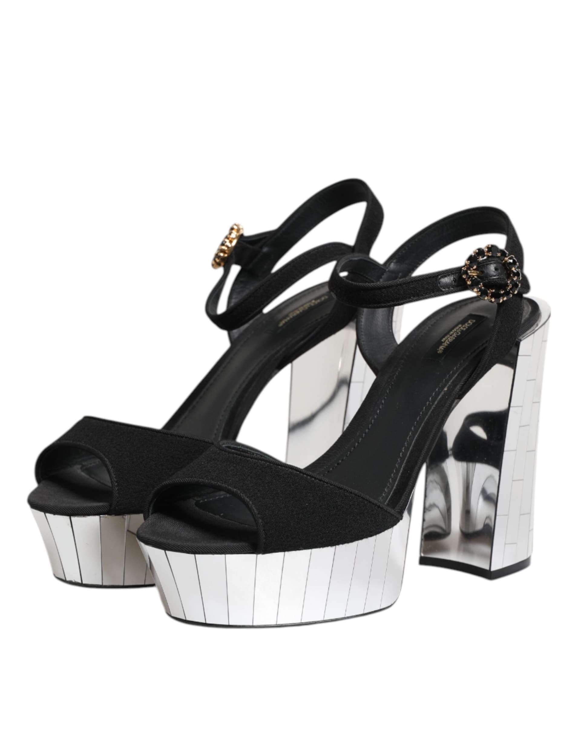 Dolce & Gabbana Black Crystal Ankle Strap Keira Sandal Shoes - 3