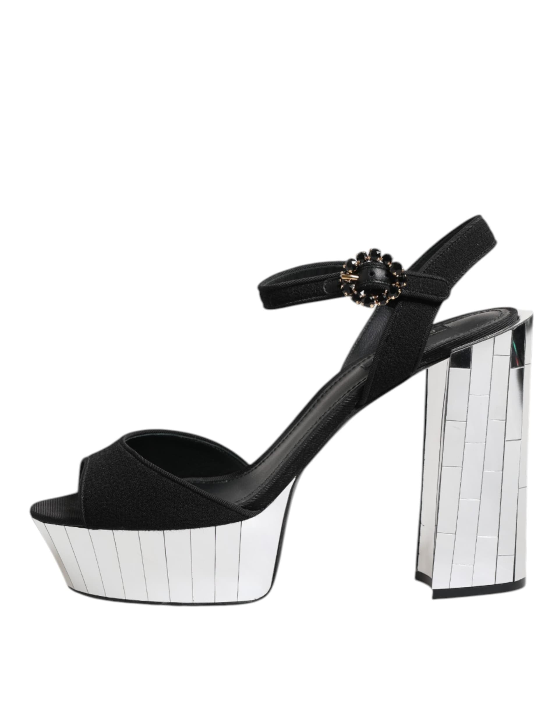Dolce & Gabbana Black Crystal Ankle Strap Keira Sandal Shoes - 5