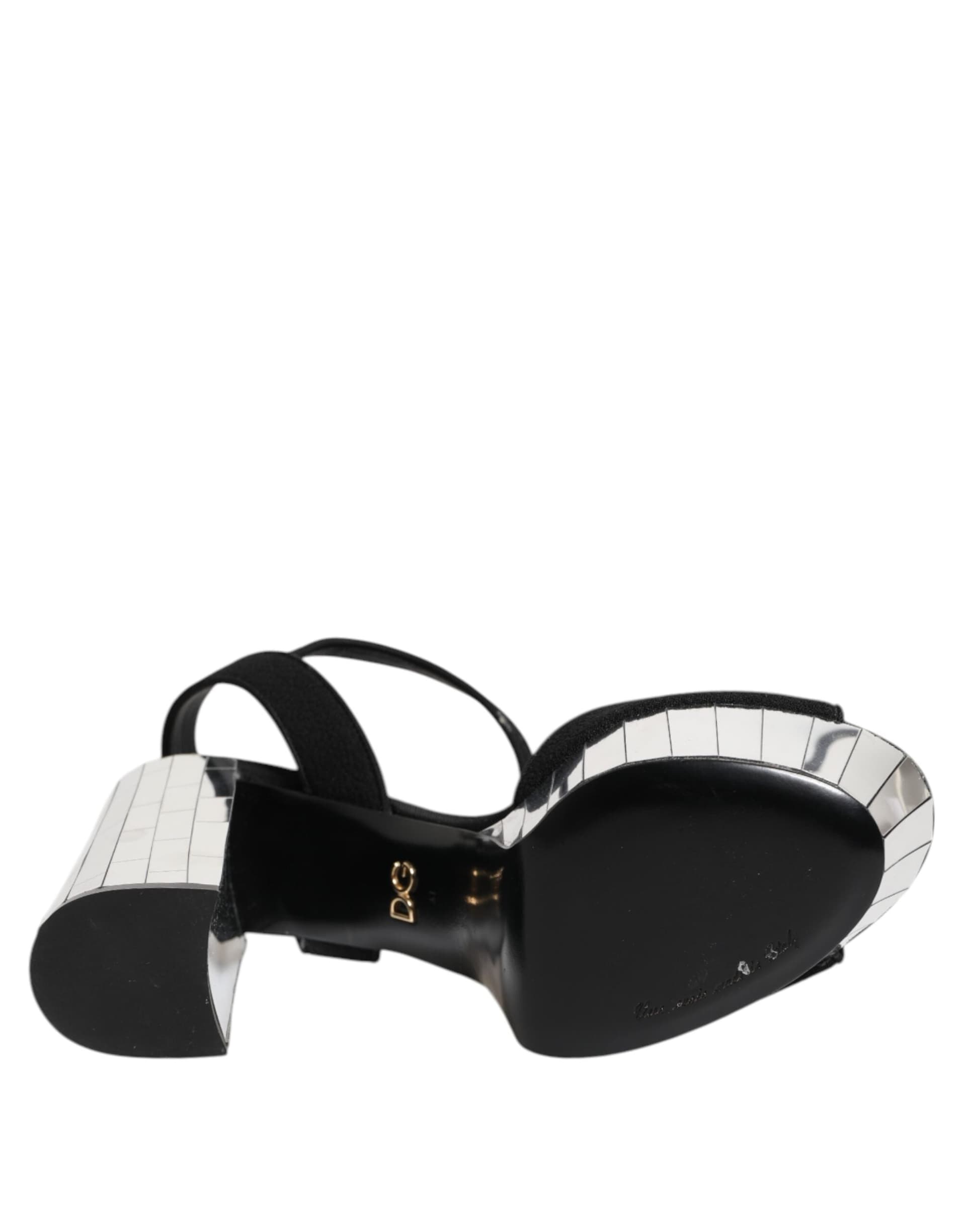 Dolce & Gabbana Black Crystal Ankle Strap Keira Sandal Shoes - 8