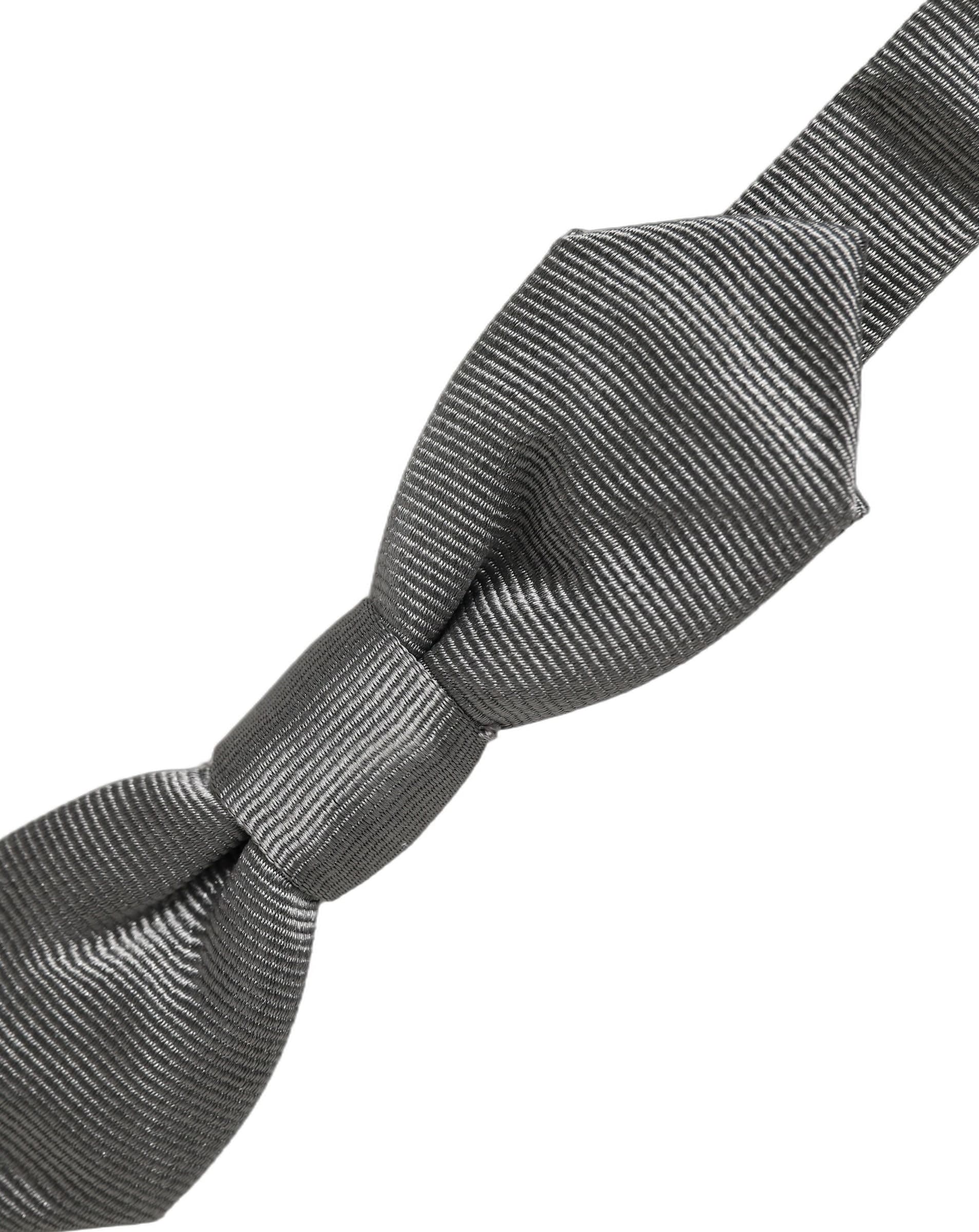 Dolce & Gabbana Men Gray 100% Silk Adjustable Neck Papillon Bow Tie - 2
