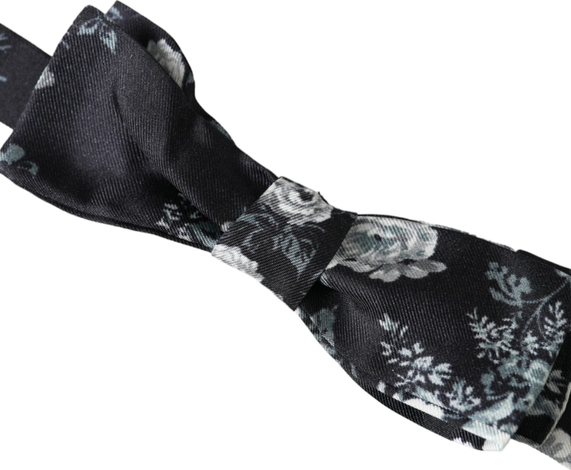 Dolce & Gabbana Black Floral Fantasy Adjustable Neck Men Bow Tie - 3