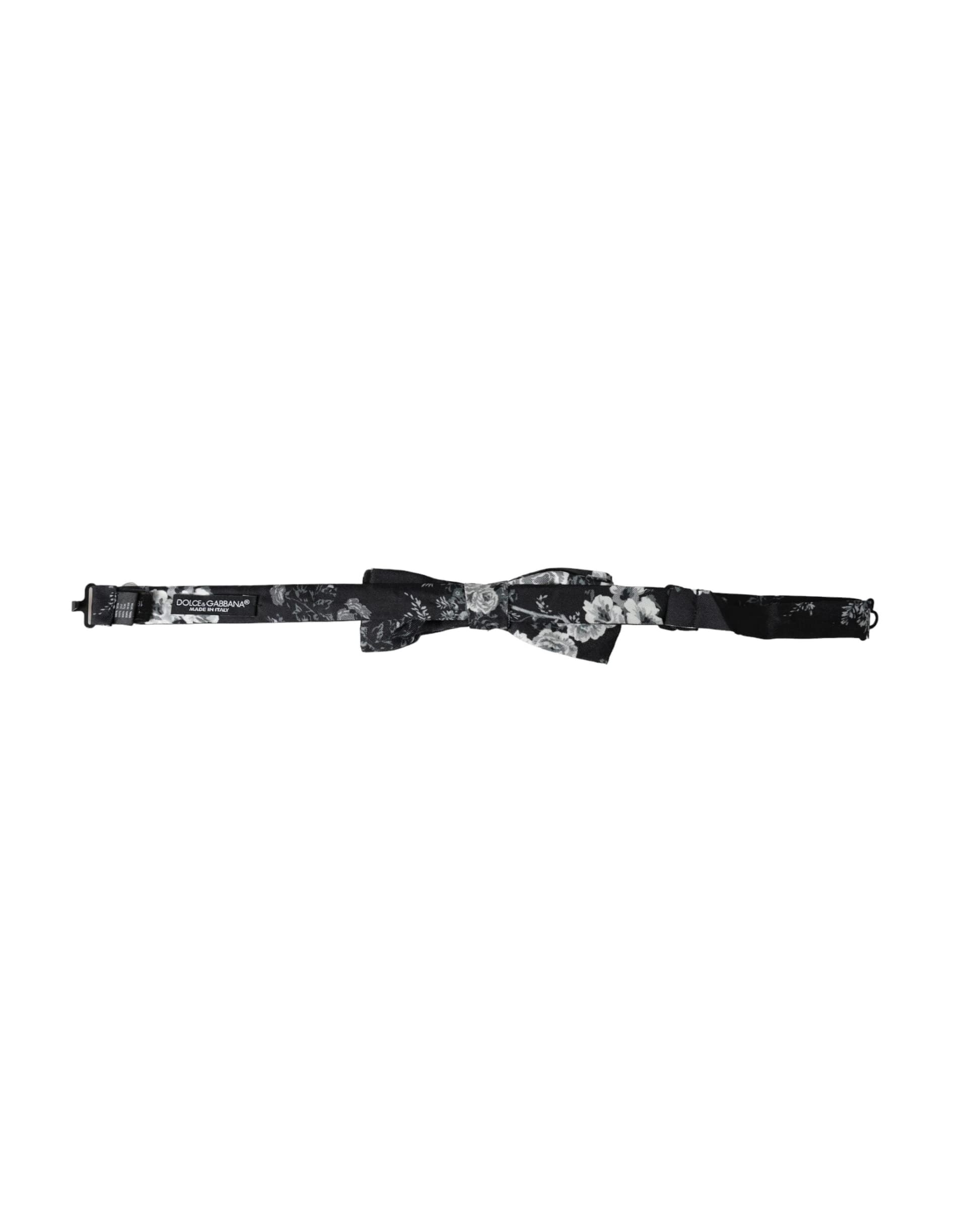Dolce & Gabbana Black Floral Fantasy Adjustable Neck Men Bow Tie - 4