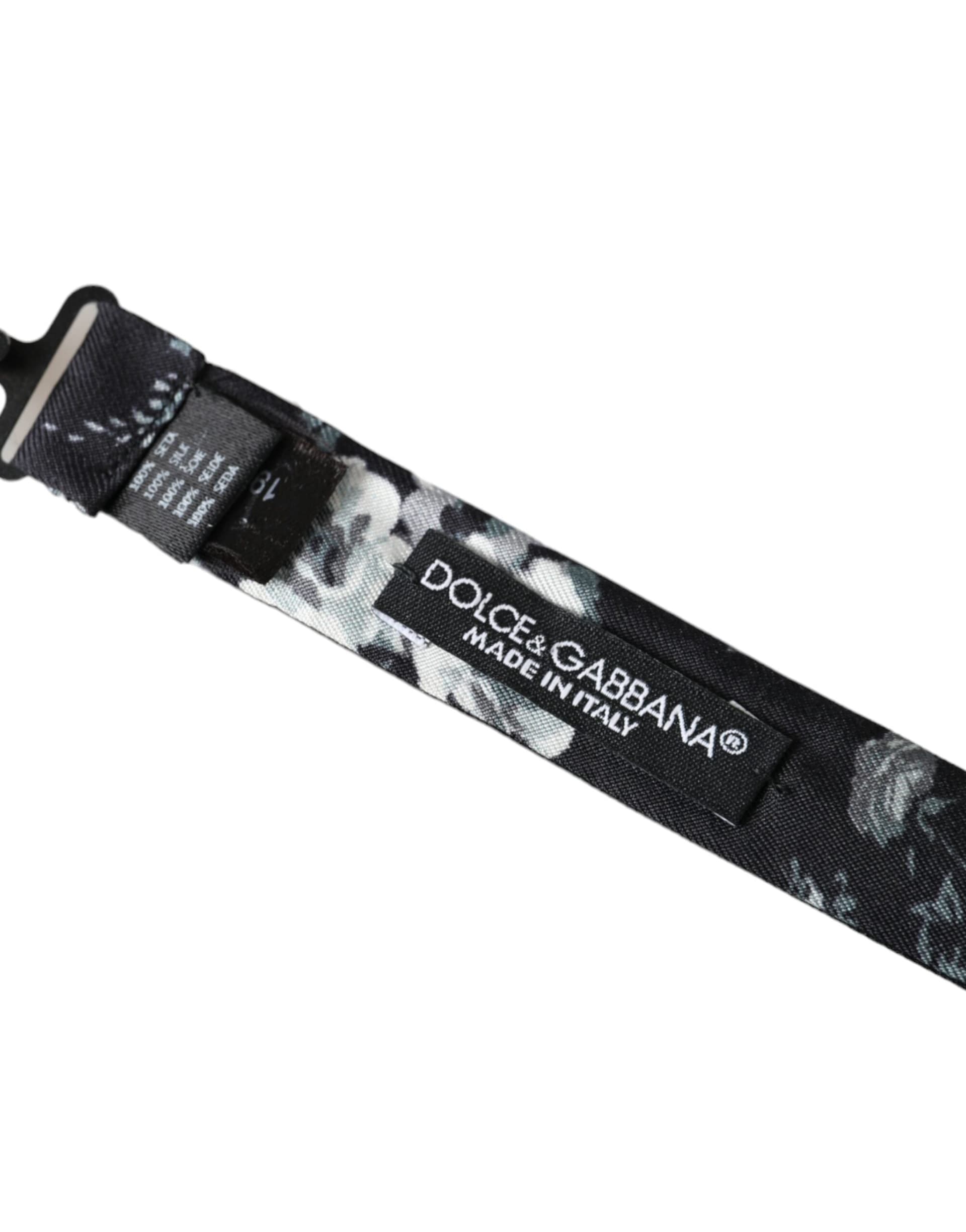 Dolce & Gabbana Black Floral Fantasy Adjustable Neck Men Bow Tie - 5