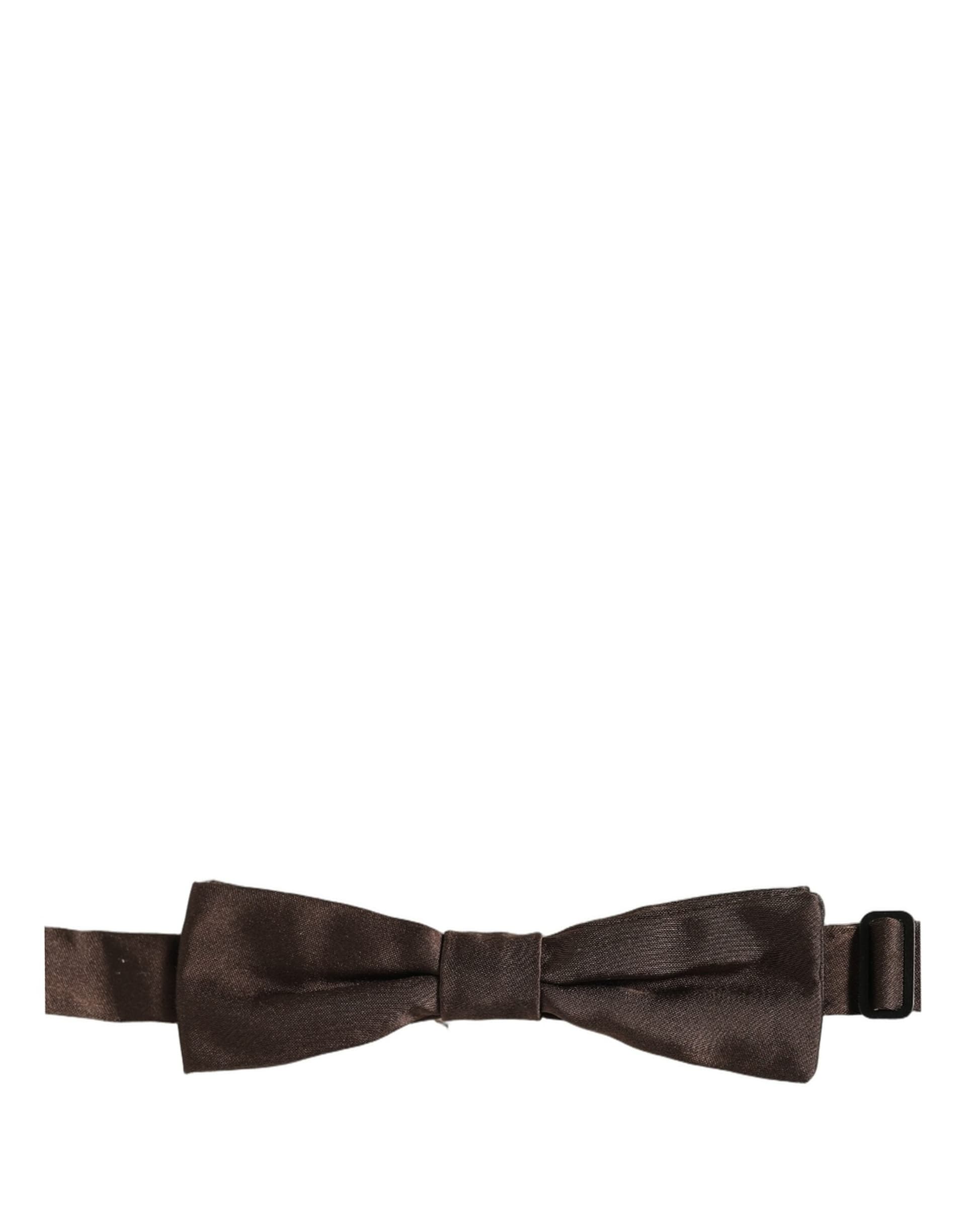 Dolce & Gabbana Men Brown 100% Silk Adjustable Neck Papillon Bow Tie - 2