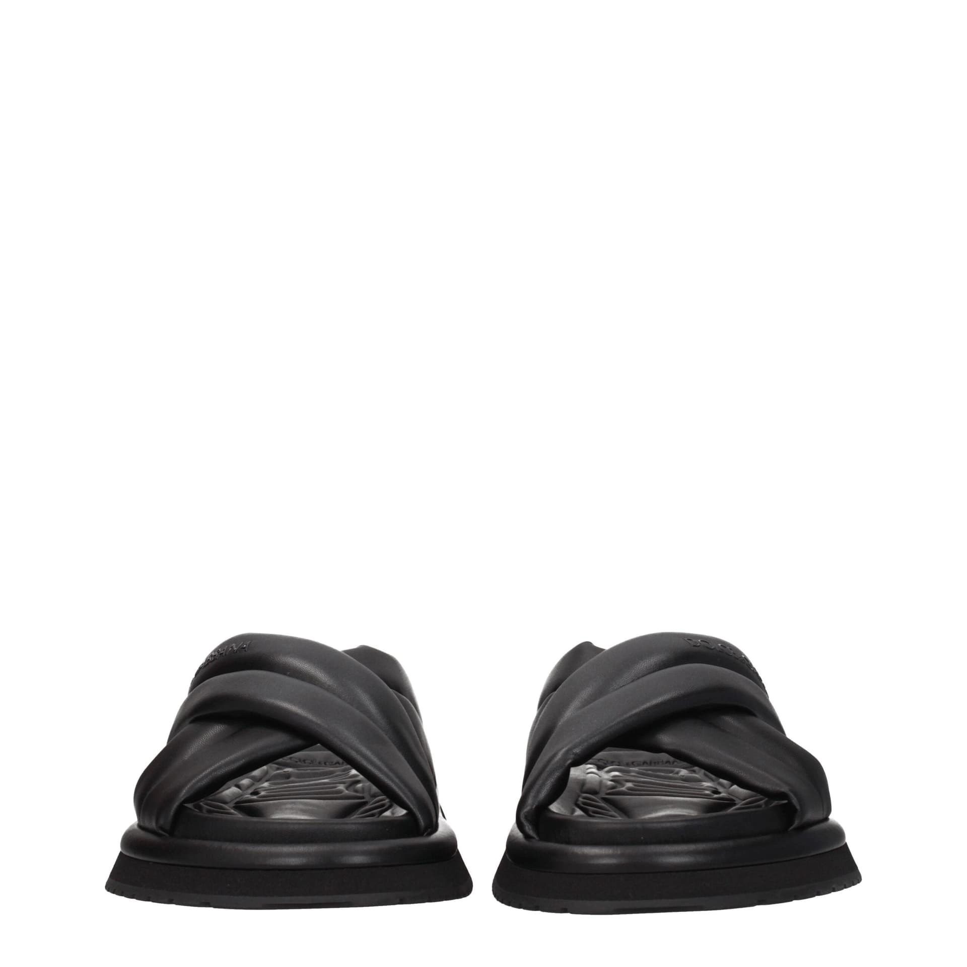 Dolce & Gabbana Black Leather Slippers - 3