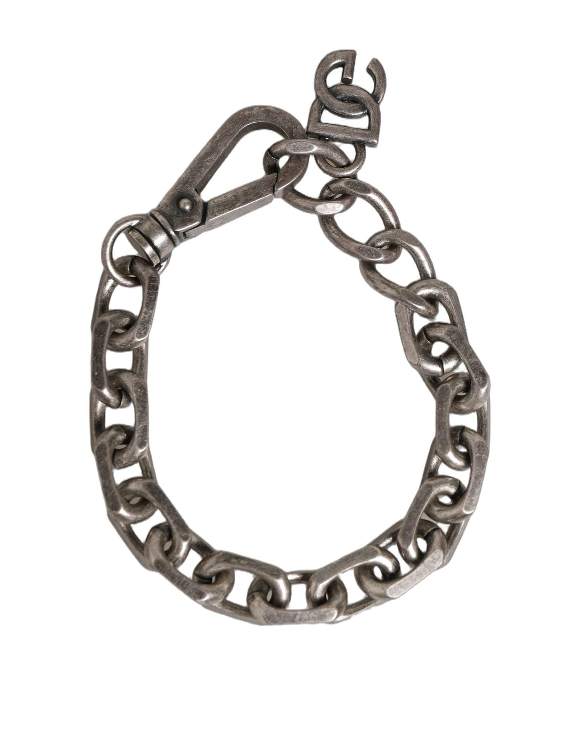 Dolce & Gabbana Silver Tone Heavy Chain Link Signature DG Logo Bracelet - 3