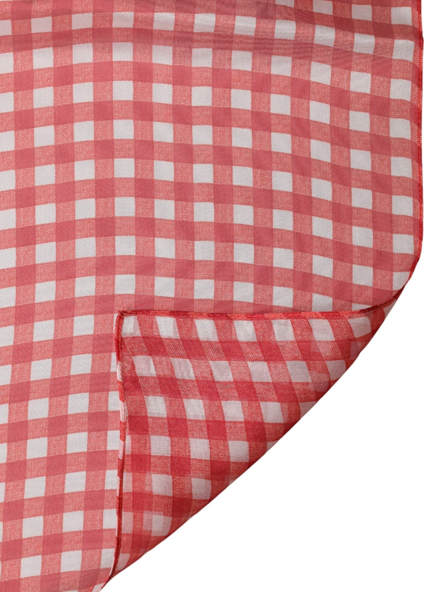 Dolce & Gabbana Red Checkered Silk Neck Wrap Shawl Scarf - 2