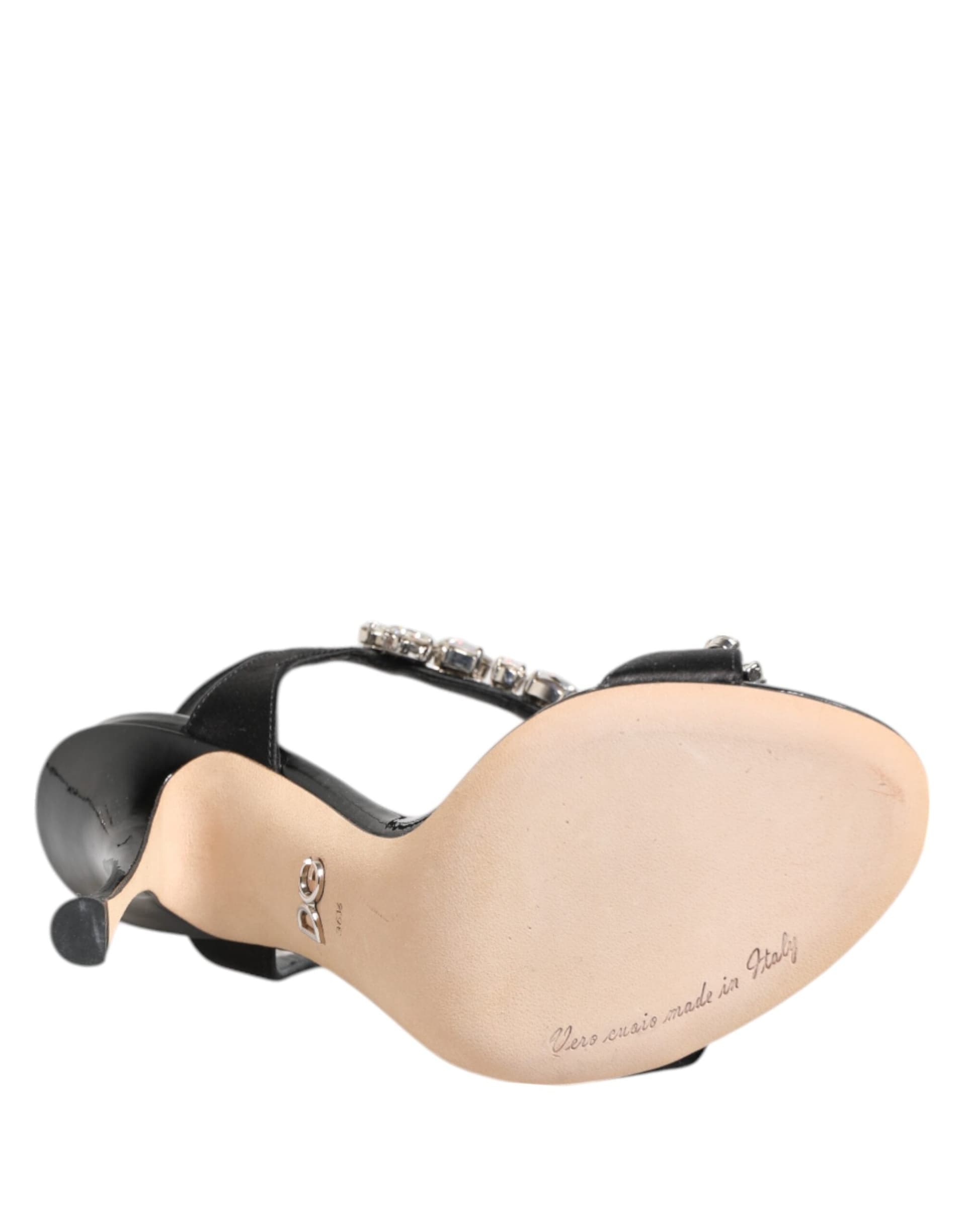 Dolce & Gabbana Black Keira Crystals Heels Sandals Shoes - 8