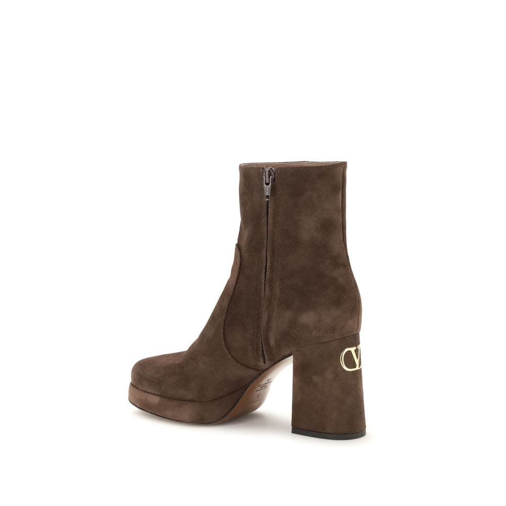 Valentino Garavani Brown Calf Leather Bos Taurus Ankle Boots - 3
