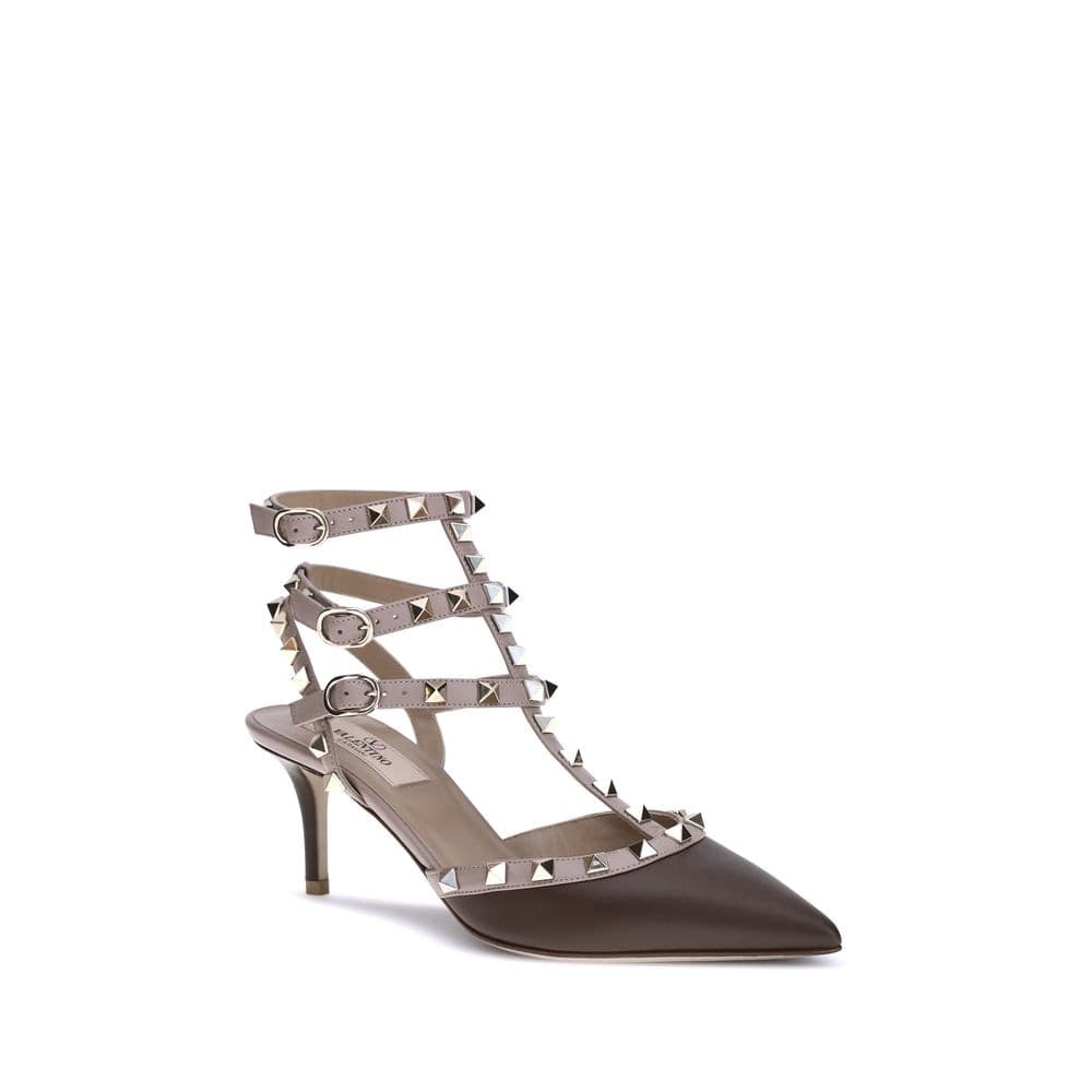 Valentino Garavani Brown Calf Leather Bos Taurus Mid Heel Pumps - 2