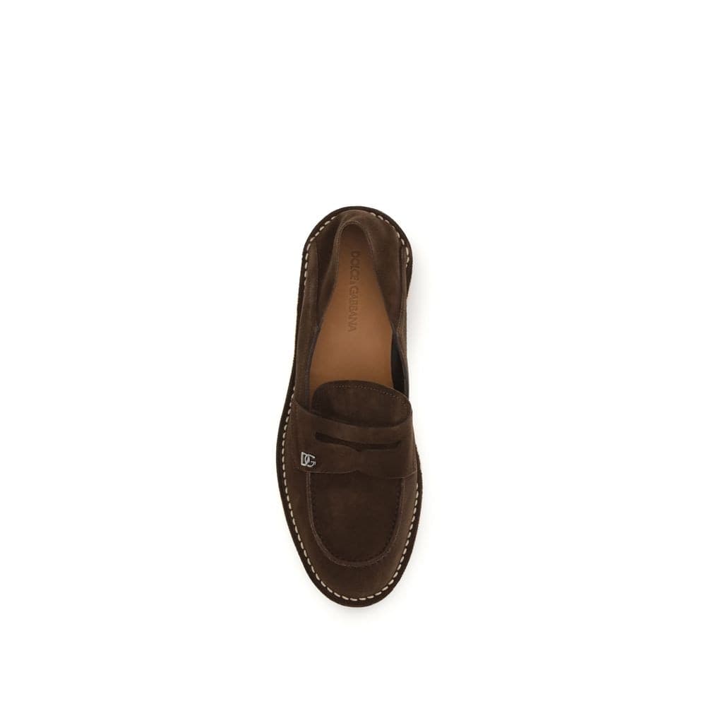 Dolce & Gabbana Brown Calf Leather Bos Taurus Slip-On Loafers - 4