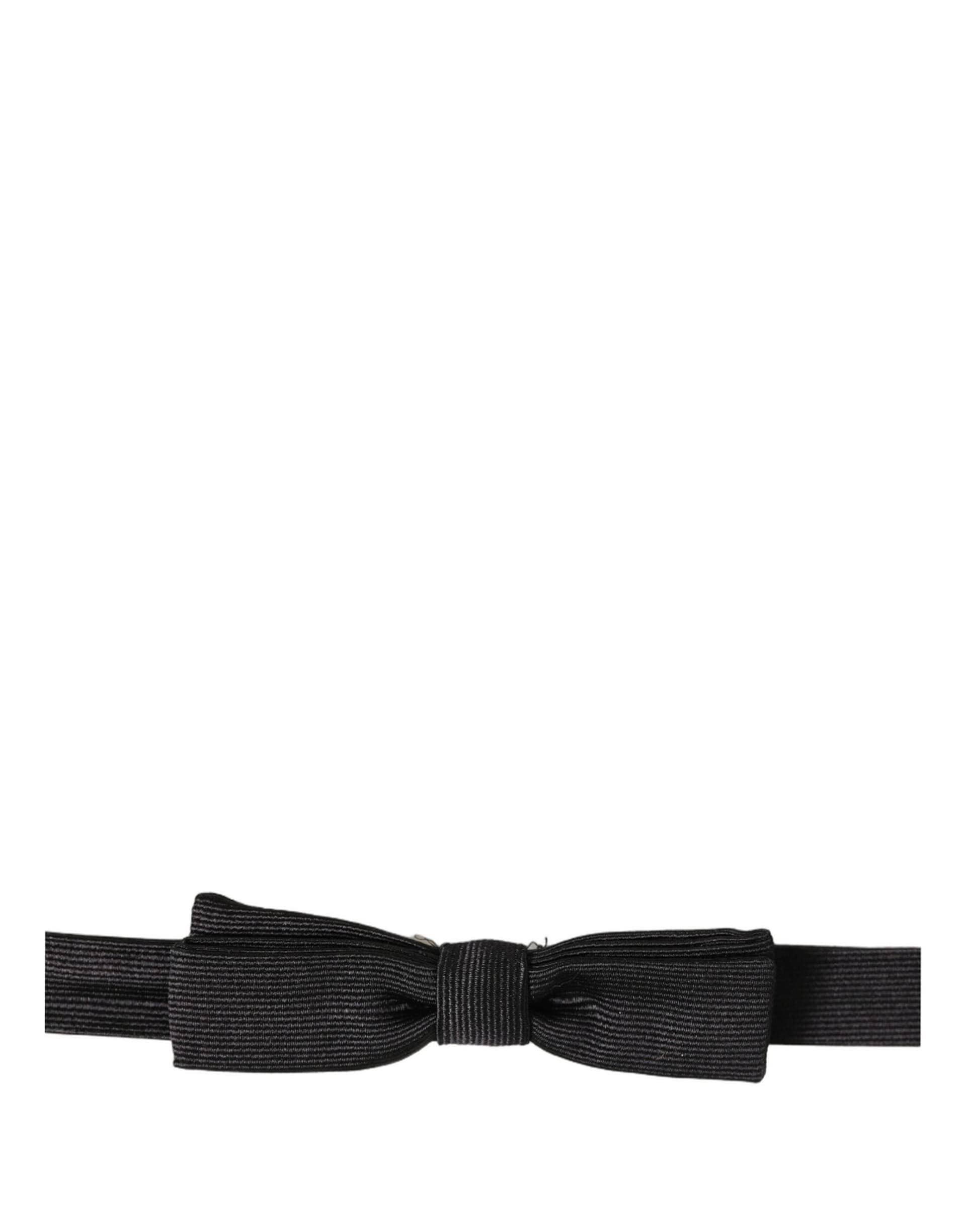 Dolce & Gabbana Men Black 100% SIlk Adjustable Neck Papillon Bow Tie - 4