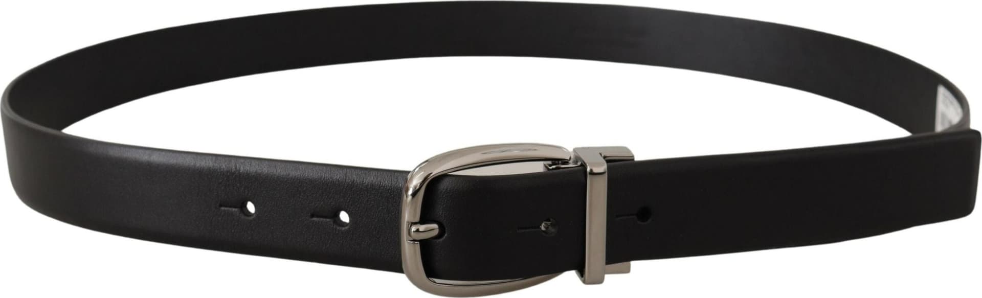 Dolce & Gabbana Black Leather Silver Metal Chrome Logo Buckle  Belt - 2