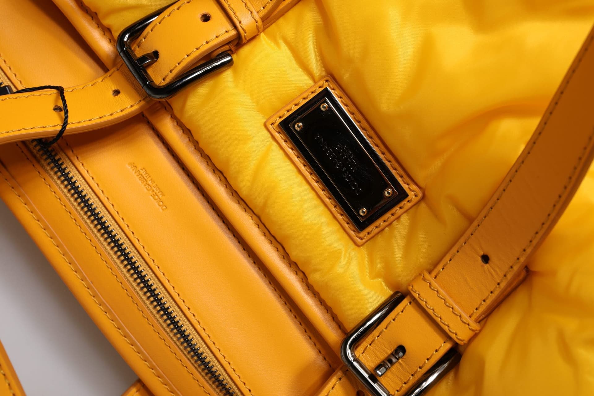Dolce & Gabbana Yellow Orange Nylon Logo Plaque Hand Shoulder Duffle Bag - 7