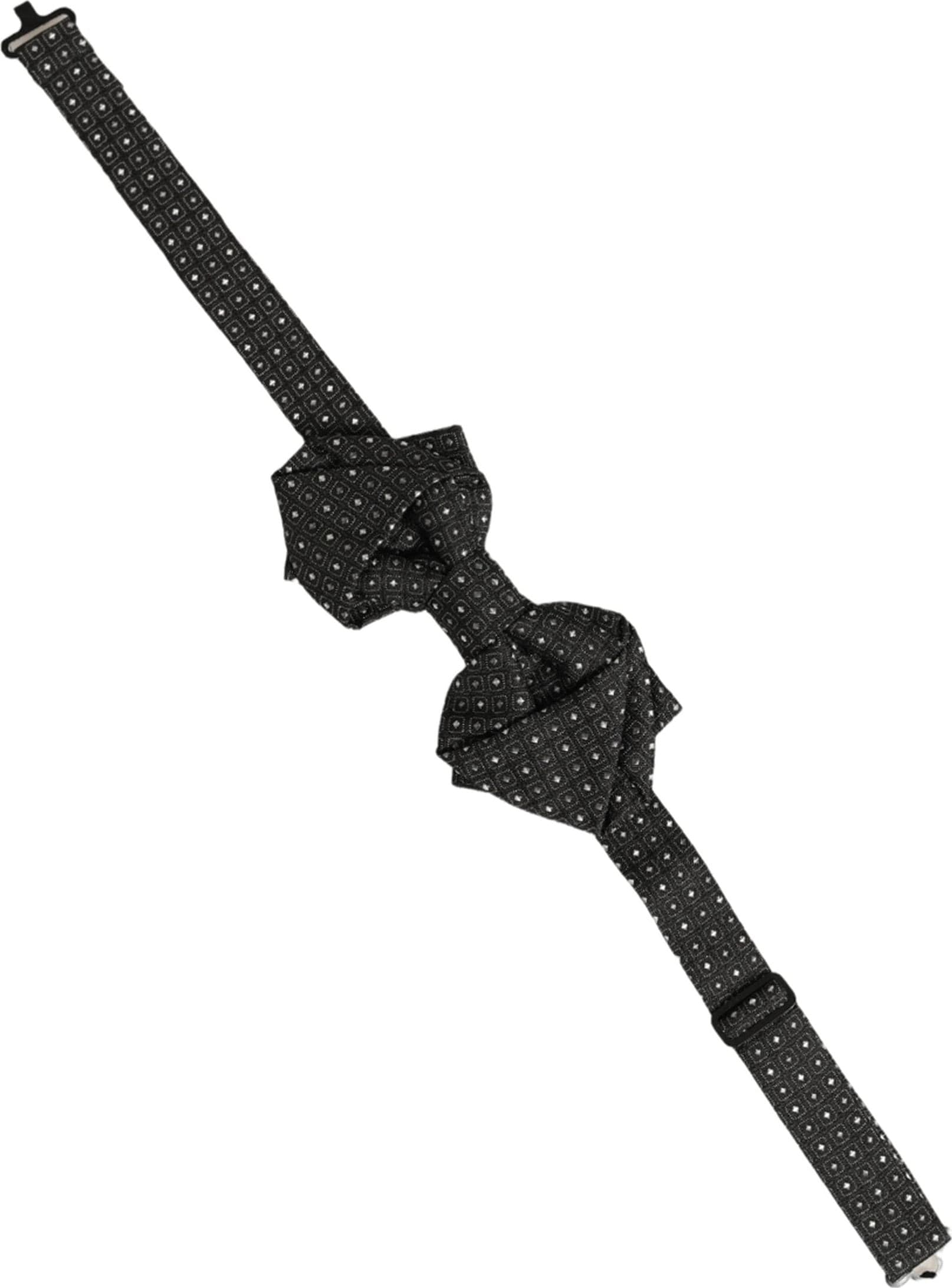Dolce & Gabbana Men Black Polka Dot Silk Adjustable Neck Papillon Bow Tie - 2