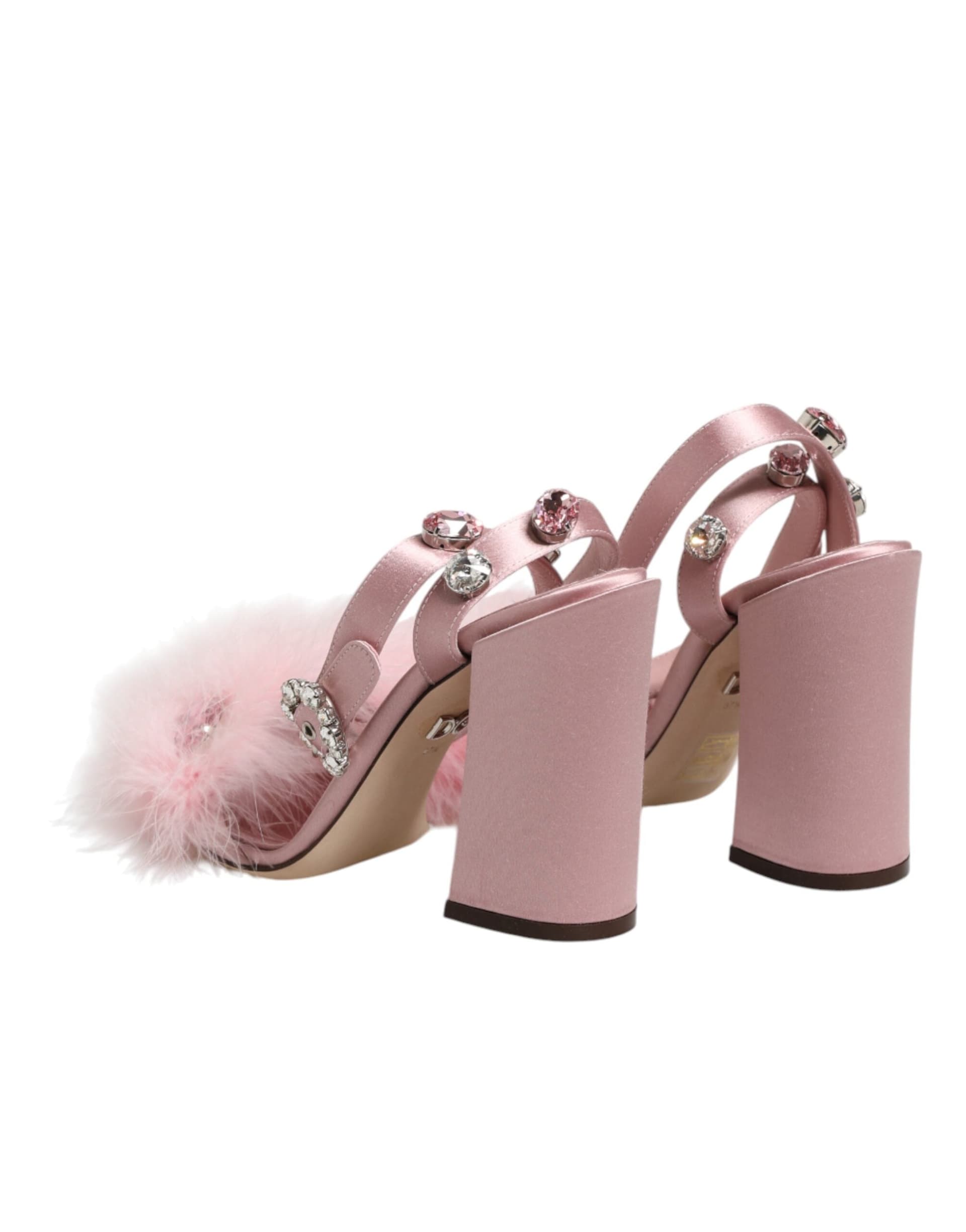 Dolce & Gabbana Pink Sequined Ankle Strap Sandals Shoes - 4