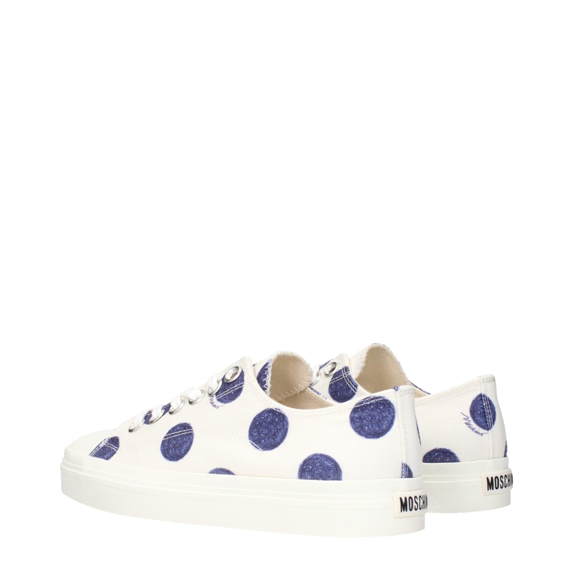 Moschino White Fabric Low Top Sneakers - 4