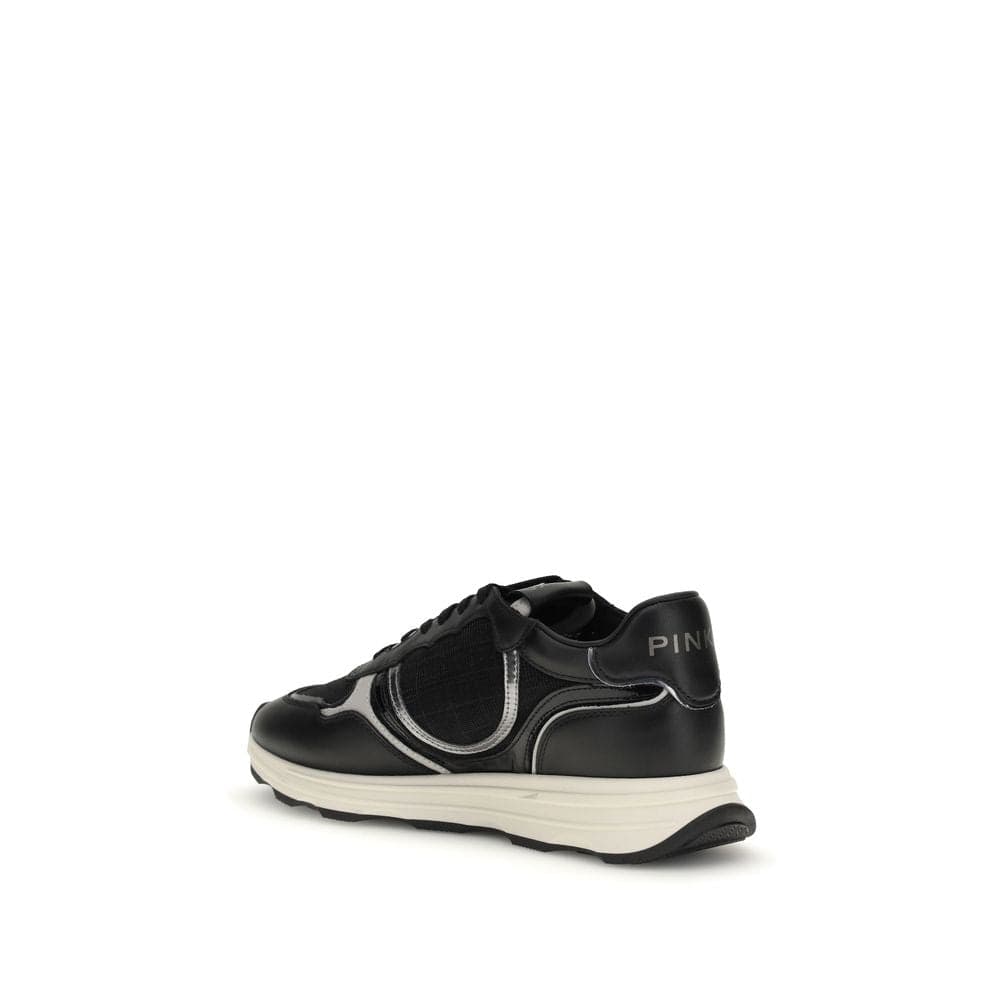 PINKO Black Calf Leather Bos Taurus Athletic Sneakers - 3