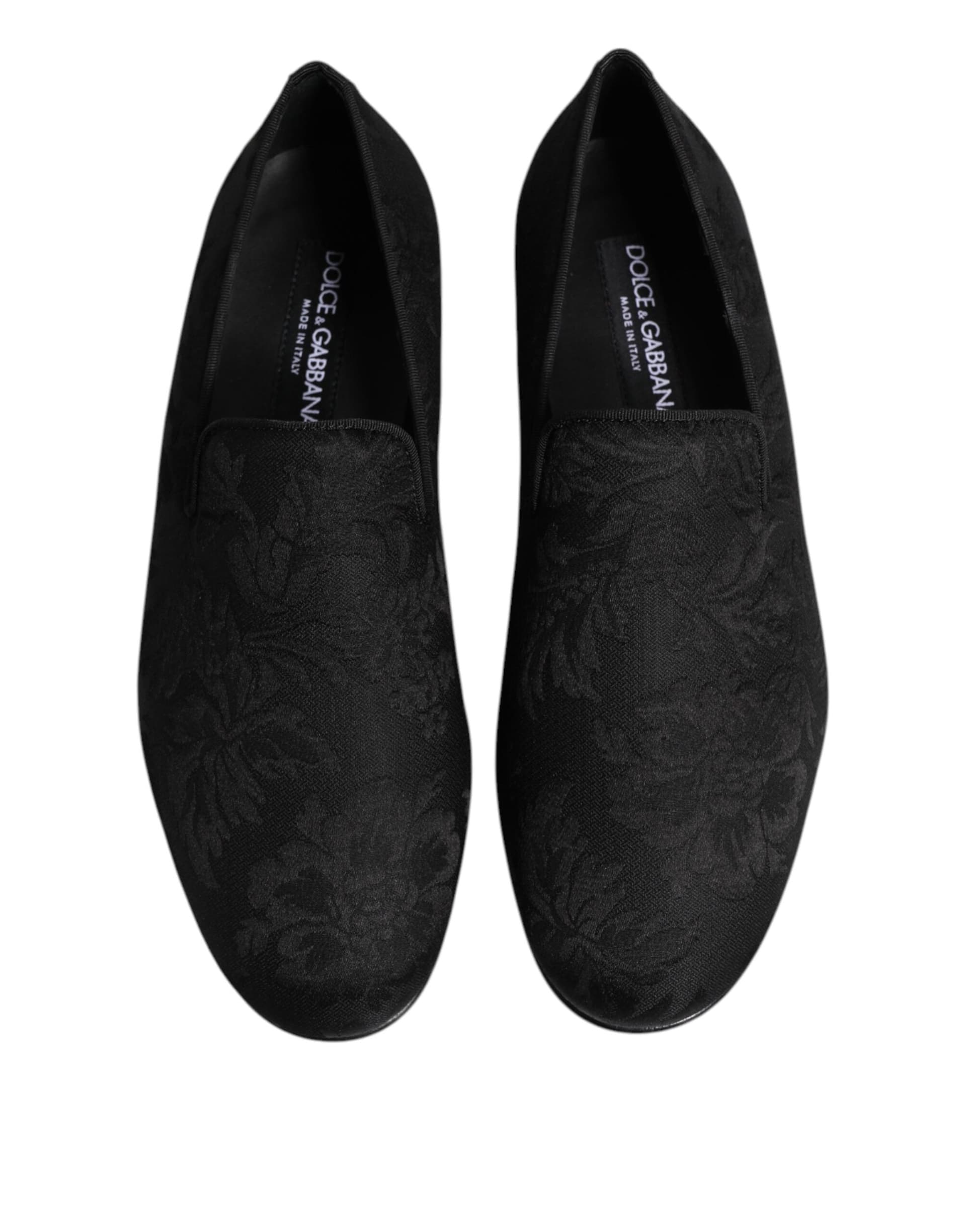 Dolce & Gabbana Black Floral Brocade Loafers Men Dress Shoes - 2