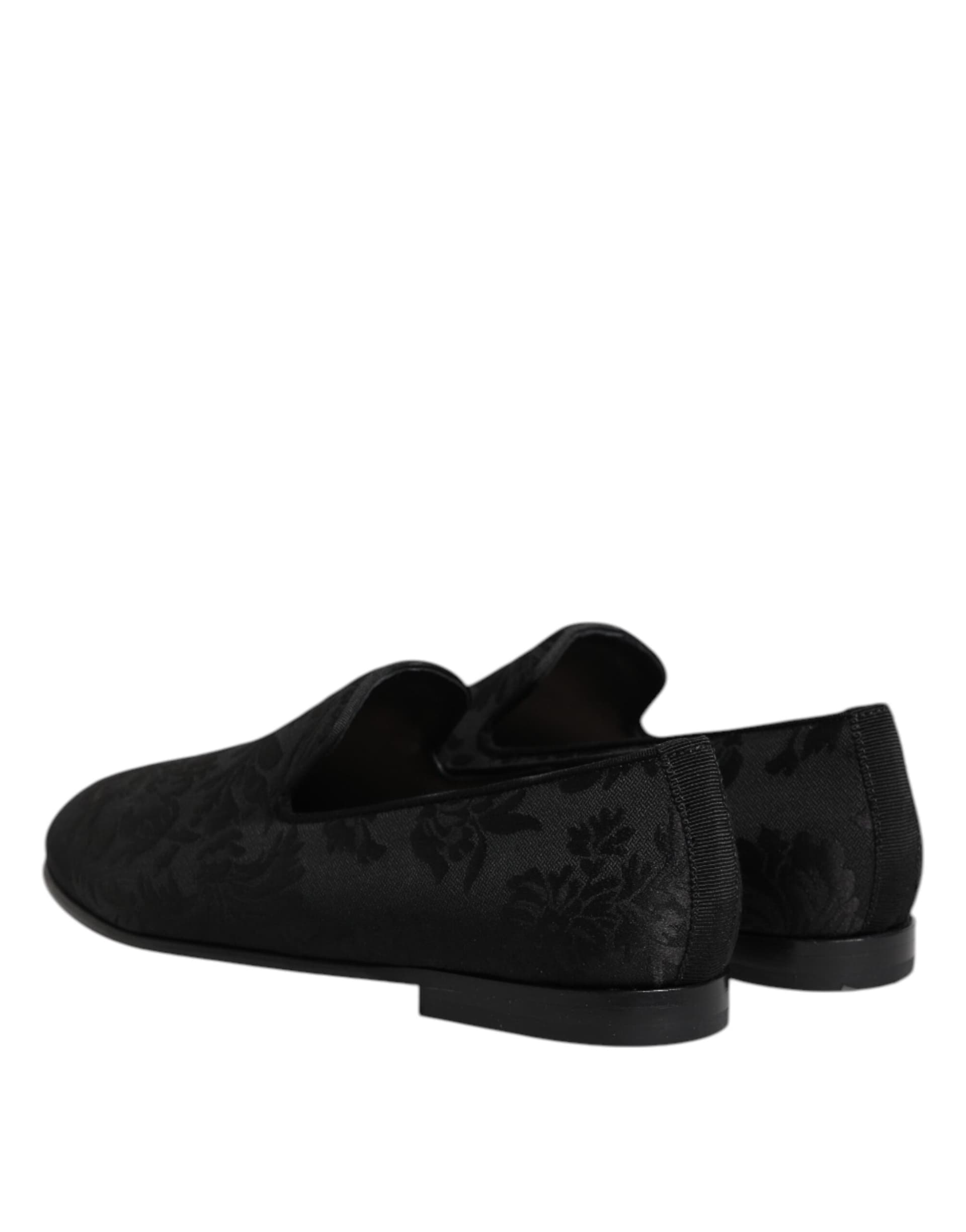 Dolce & Gabbana Black Floral Brocade Loafers Men Dress Shoes - 4