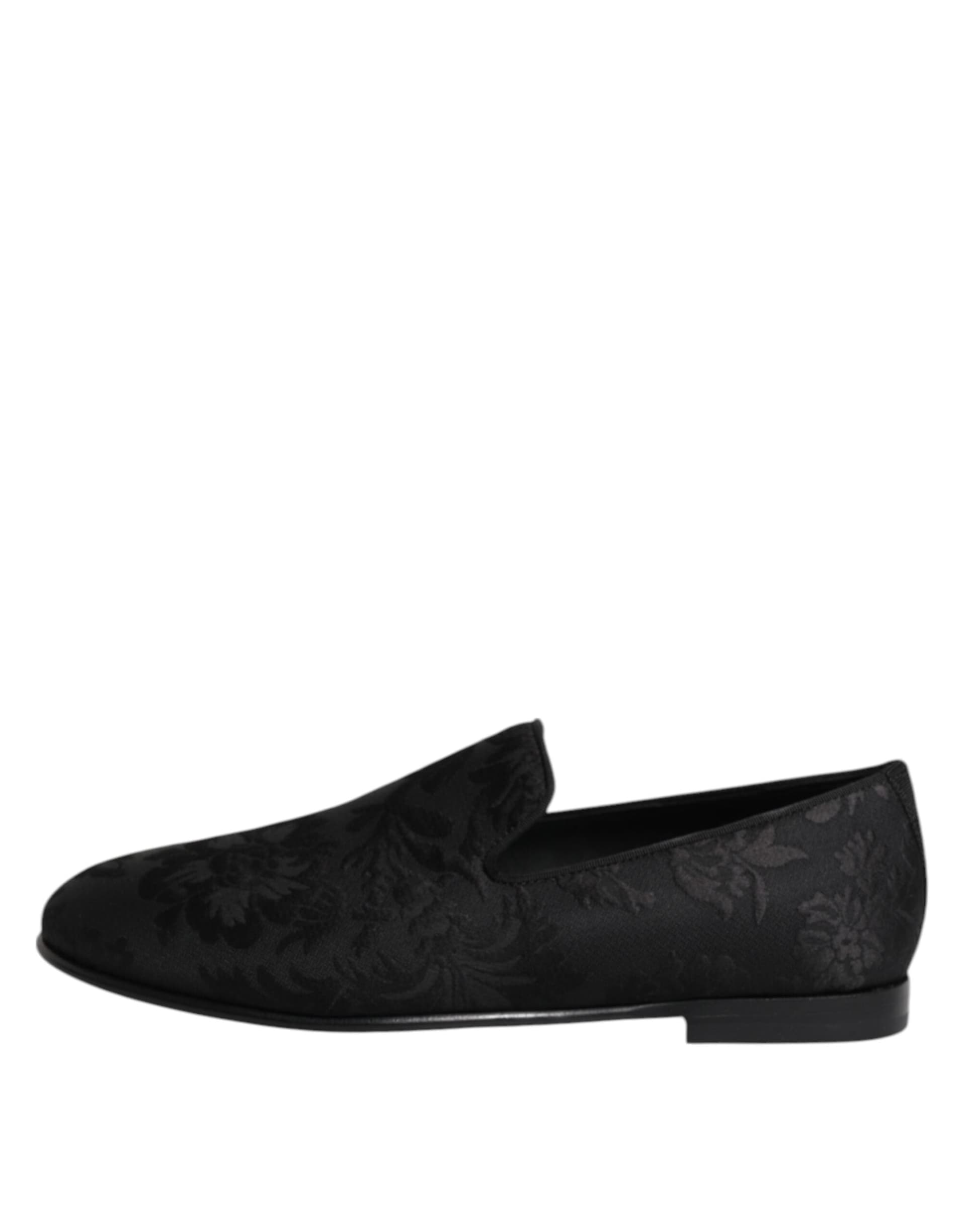 Dolce & Gabbana Black Floral Brocade Loafers Men Dress Shoes - 5