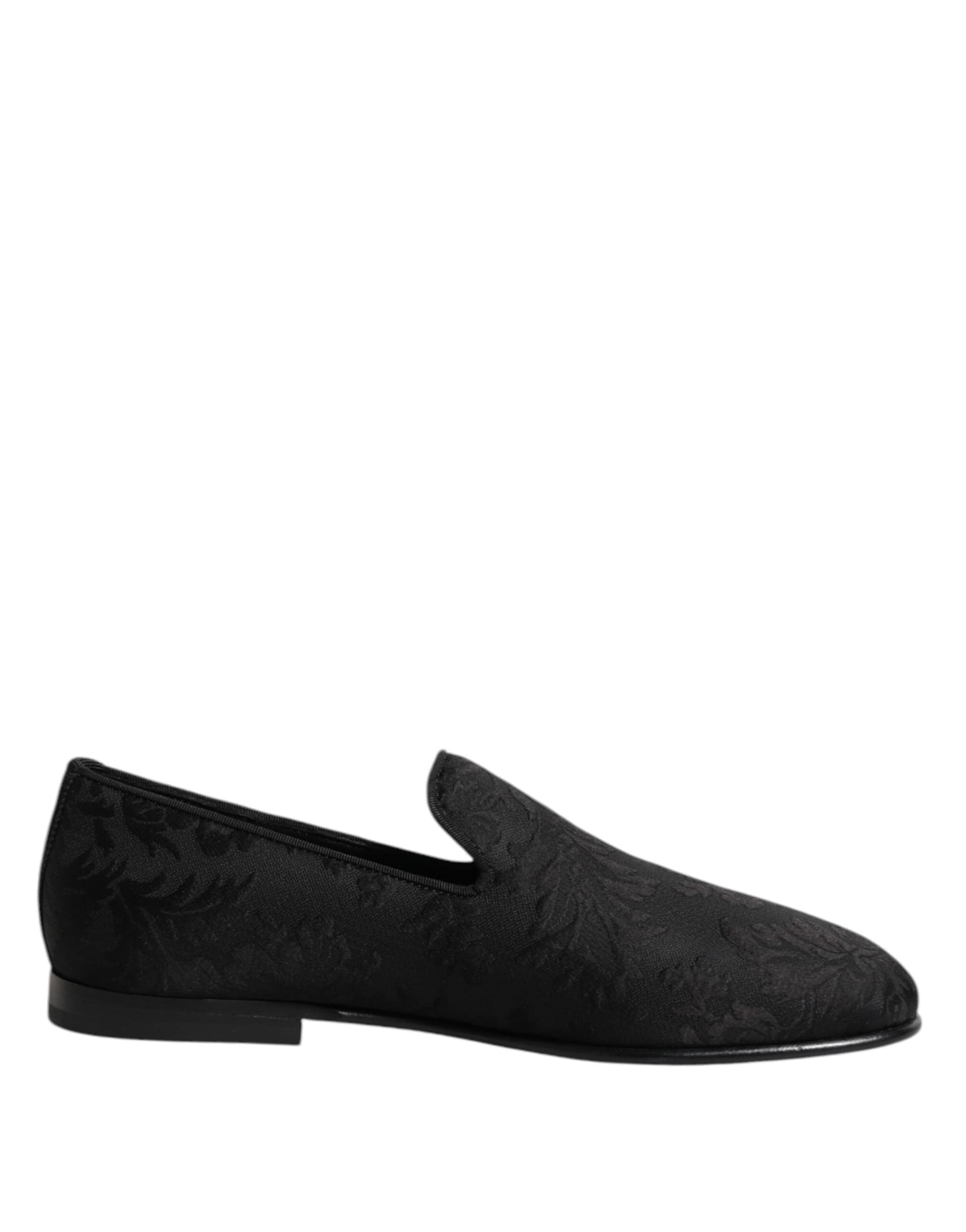 Dolce & Gabbana Black Floral Brocade Loafers Men Dress Shoes - 7