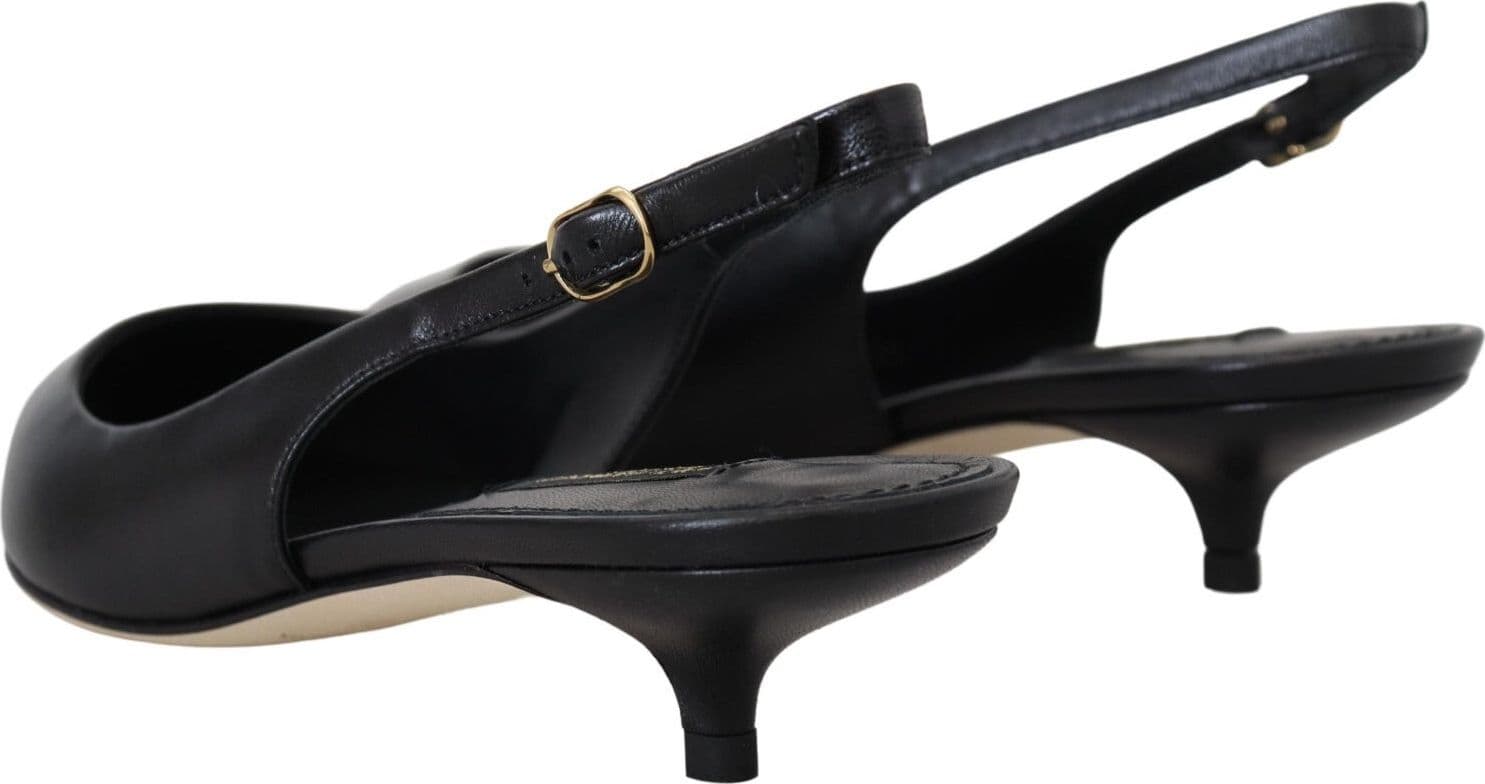 Dolce & Gabbana Black Leather Slingbacks Heels Pumps Shoes - 2