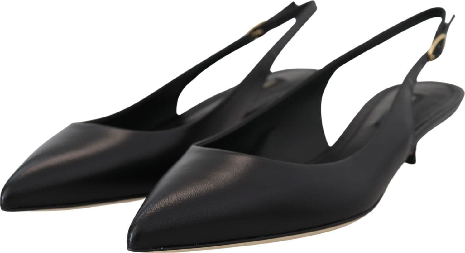 Dolce & Gabbana Black Leather Slingbacks Heels Pumps Shoes - 3