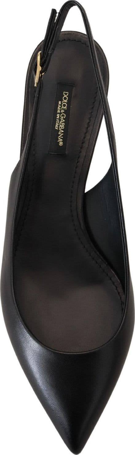 Dolce & Gabbana Black Leather Slingbacks Heels Pumps Shoes - 5