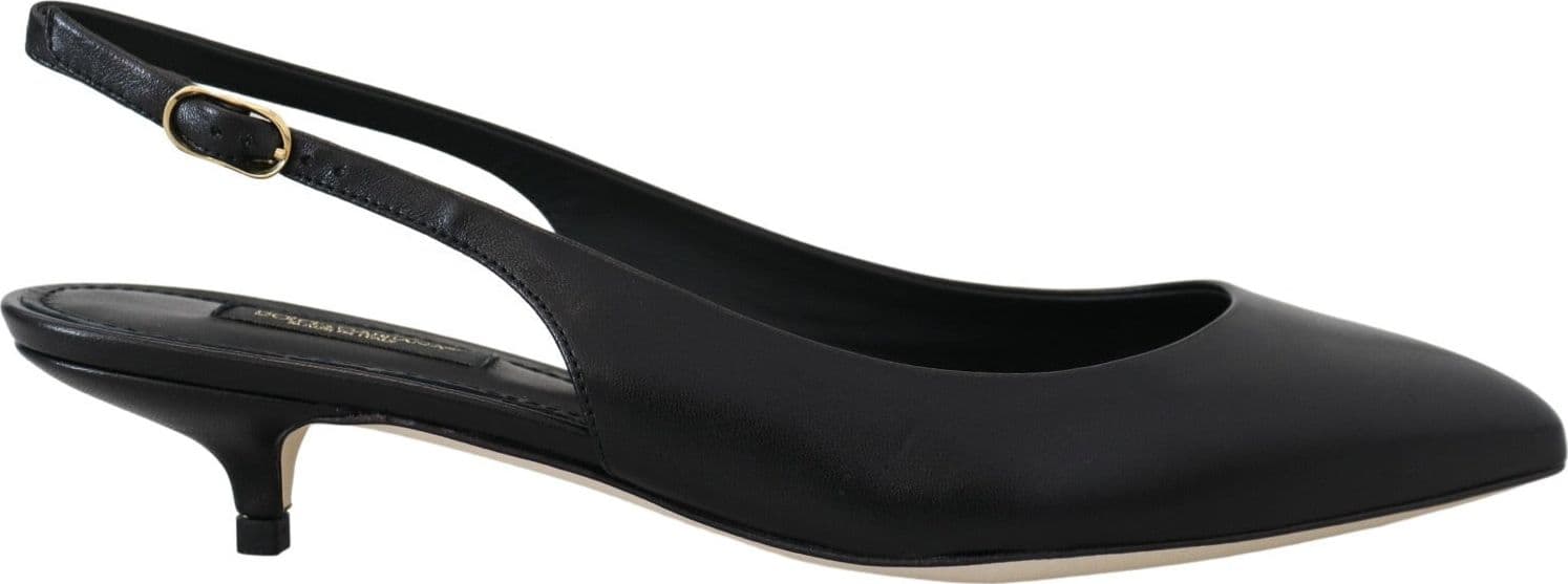 Dolce & Gabbana Black Leather Slingbacks Heels Pumps Shoes - 6