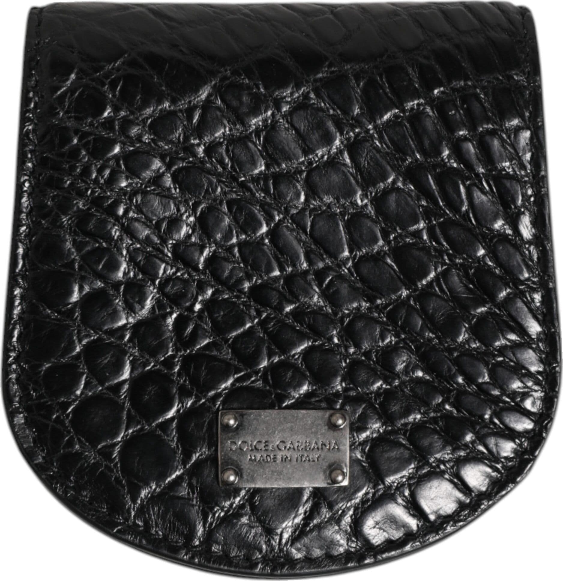Dolce & Gabbana Black Exotic Skin Coin Condom Case Holder Pocket Wallet - 2